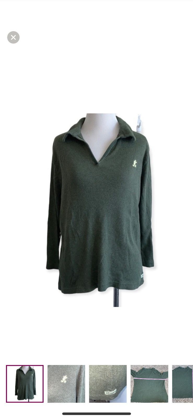 Disney Disneyland resort green long sleeved embroidered polo shirt Size L / US 10 / IT 46 - 1 Thumbnail