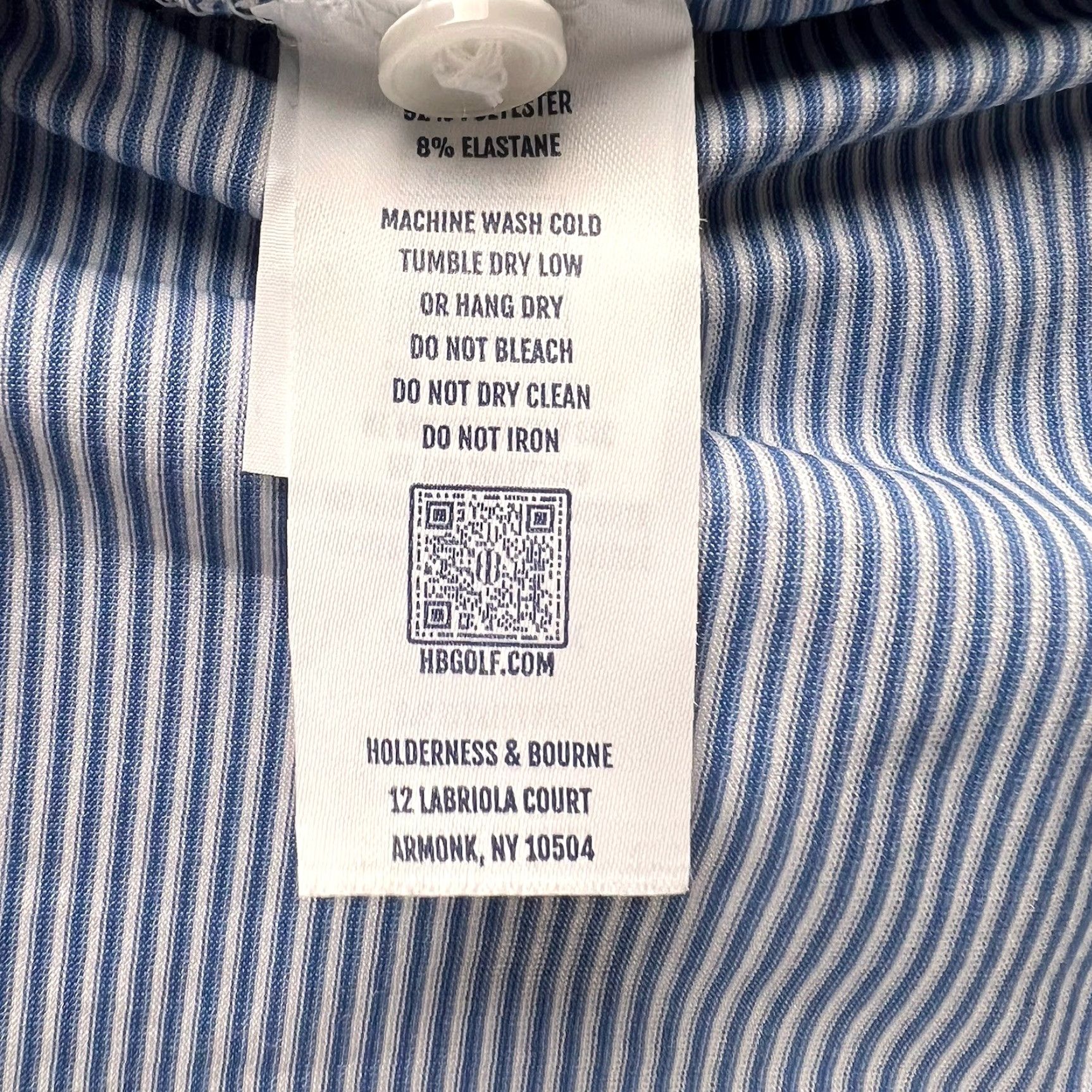 Vintage Holderness Bourne Shirt Mens XL Blue Striped Polo Golf Breathable Stretch Short Sleeve Button Collar Spread Casual Activewear Sports Classic Preppy Size US XL / EU 56 / 4 - 5 Thumbnail
