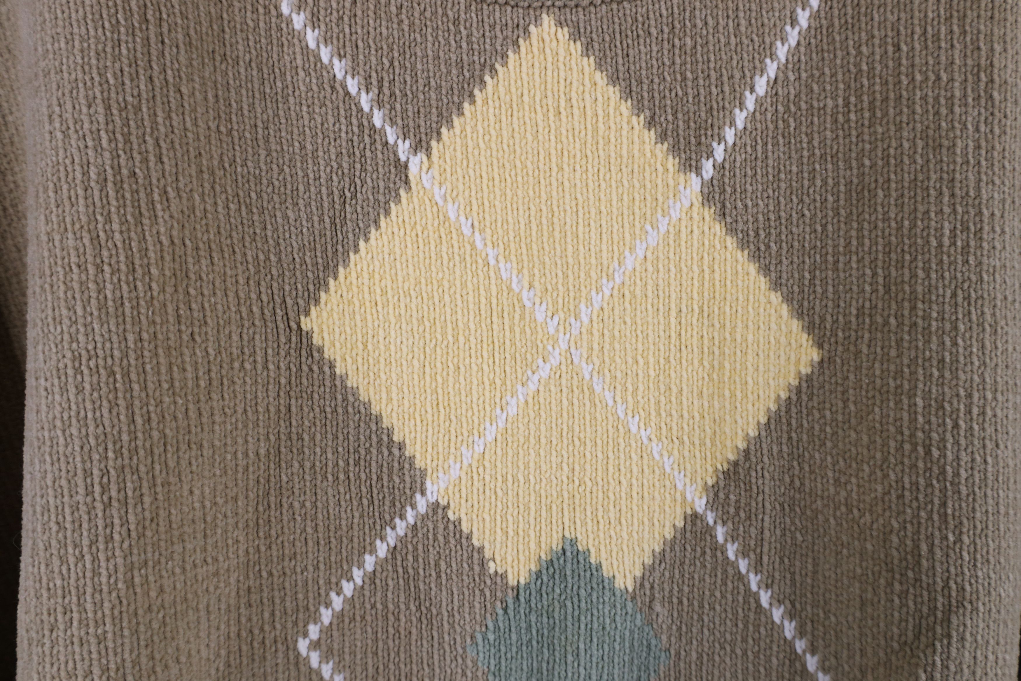 Vintage Vintage 90s Streetwear Argyle Diamond Ribbed Fleece Sweater Size US XXL / EU 58 / 5 - 5 Thumbnail