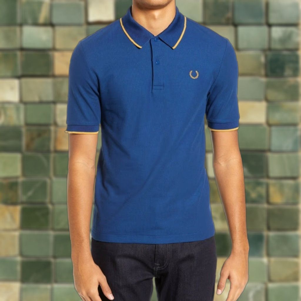 Fred Perry Fred Perry x Miles Kane Polo Tipped Pique Deep Marine Polo Shirt Mens S Blue Size US S / EU 44-46 / 1 - 1 Thumbnail