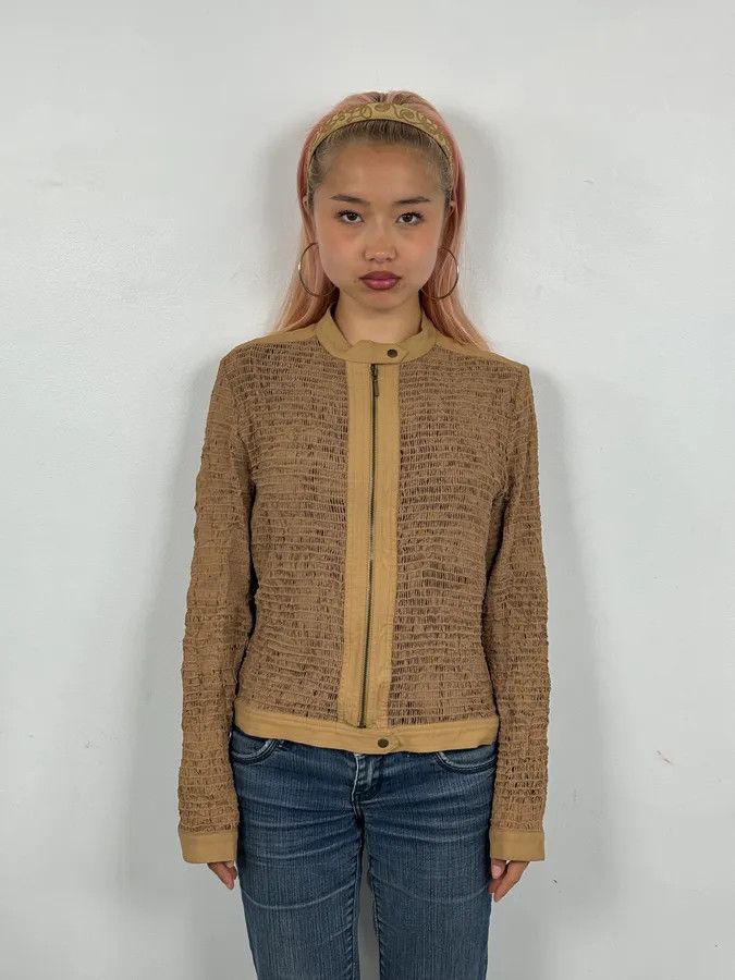 Vintage Plein Sud Beige Textured Net Fabric Jacket Size S / US 4 / IT 40 - 2 Thumbnail