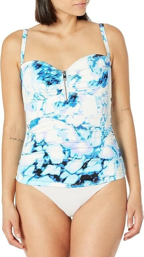 DKNY DKNY Strapless Tankini Swim Top Quartz Blue Tie Dye ( XS ) Size XS / US 0-2 / IT 36-38 - 2 Thumbnail