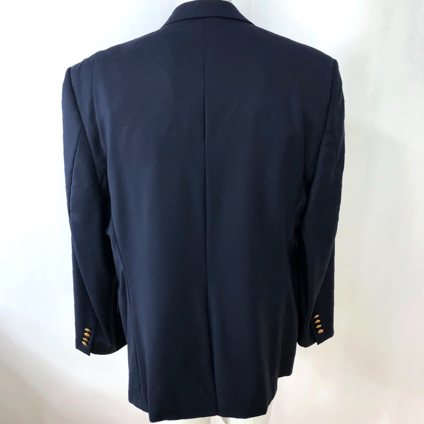Ralph Lauren VINTAGE Lauren Ralph Lauren Green Label Blue Sport Coat Jacket 46 R Gold Buttons Blazer Mens Size 46R - 3 Thumbnail