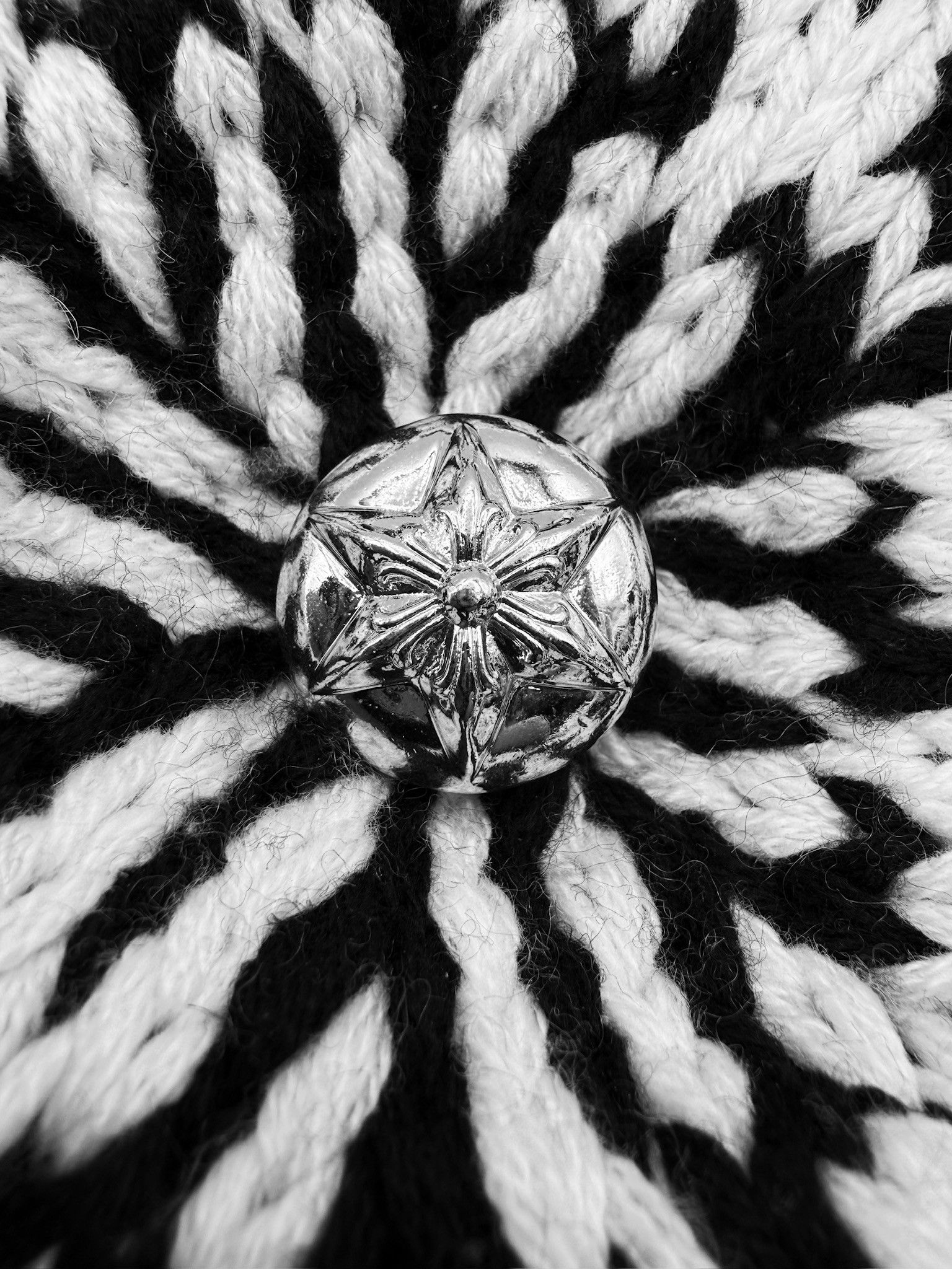 Chrome Hearts Chrome Hearts Leather Cross Patch Houndstooth Rhodium Star Knit Beanie Size ONE SIZE - 4 Thumbnail