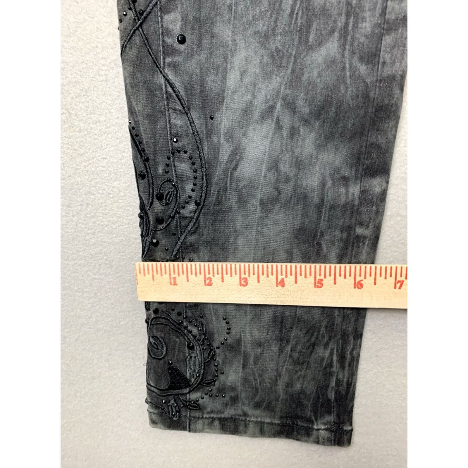 Soft Surroundings NWOT Soft Surroundings Jeans - Womens Size 8 Black Mottled Bedazzled Boho Denim Size 30" / US 8 / IT 44 - 7 Thumbnail