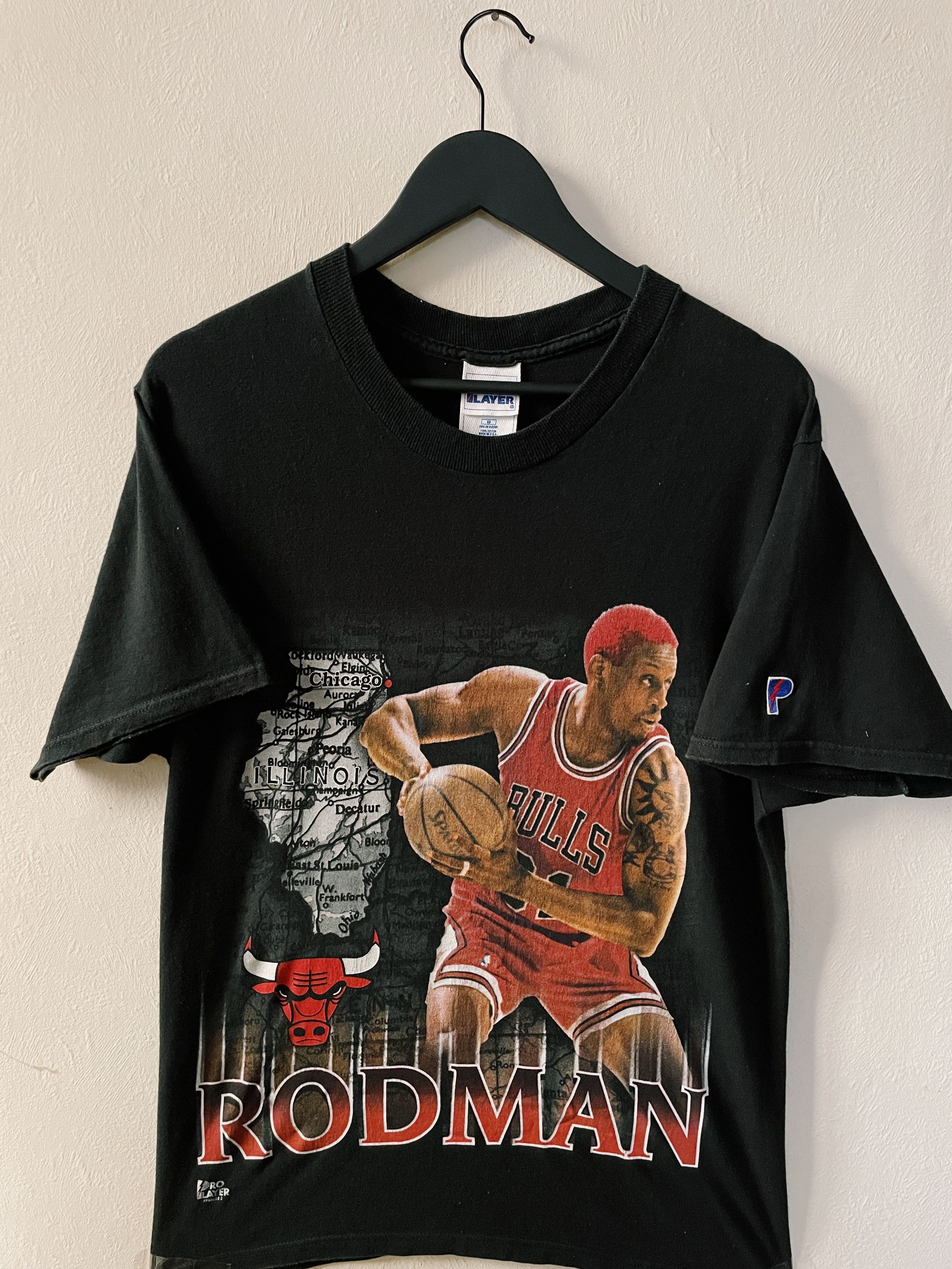 Vintage 90s NBA Pro Player Dennis Rodman T-shirt Black