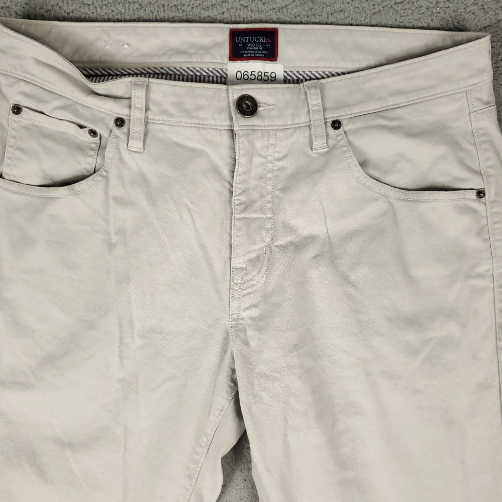 UNTUCKit UNTUCKit Pants Mens 33x32 Gray Chino 5-Pocket Flat Front Regular Straight Casual Trousers Mens Width 33in Inseam 32in 5 Pocket Belt Loops Logo Cotton Size US 33 - 2 Thumbnail
