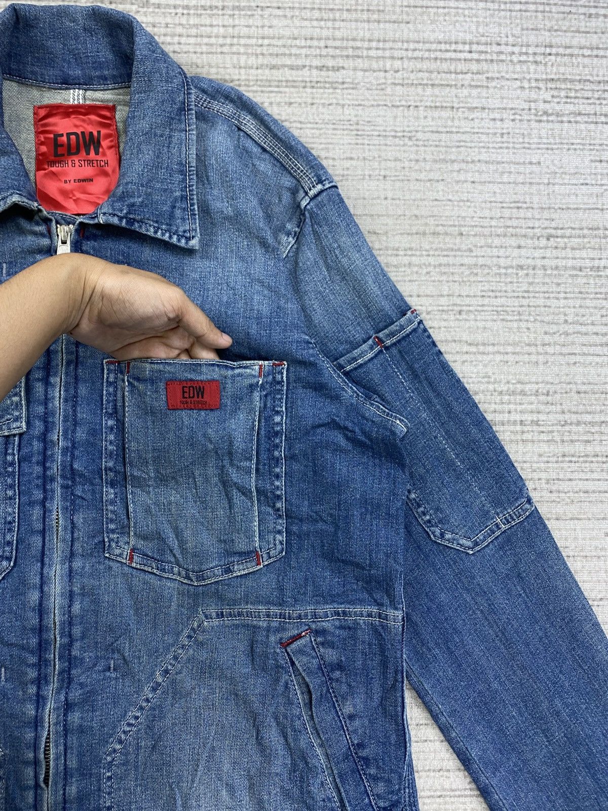 Edwin × Japanese Brand Vintage EDW Tough & Stretch By Edwin Denim Jacket Size US M / EU 48-50 / 2 - 8 Thumbnail