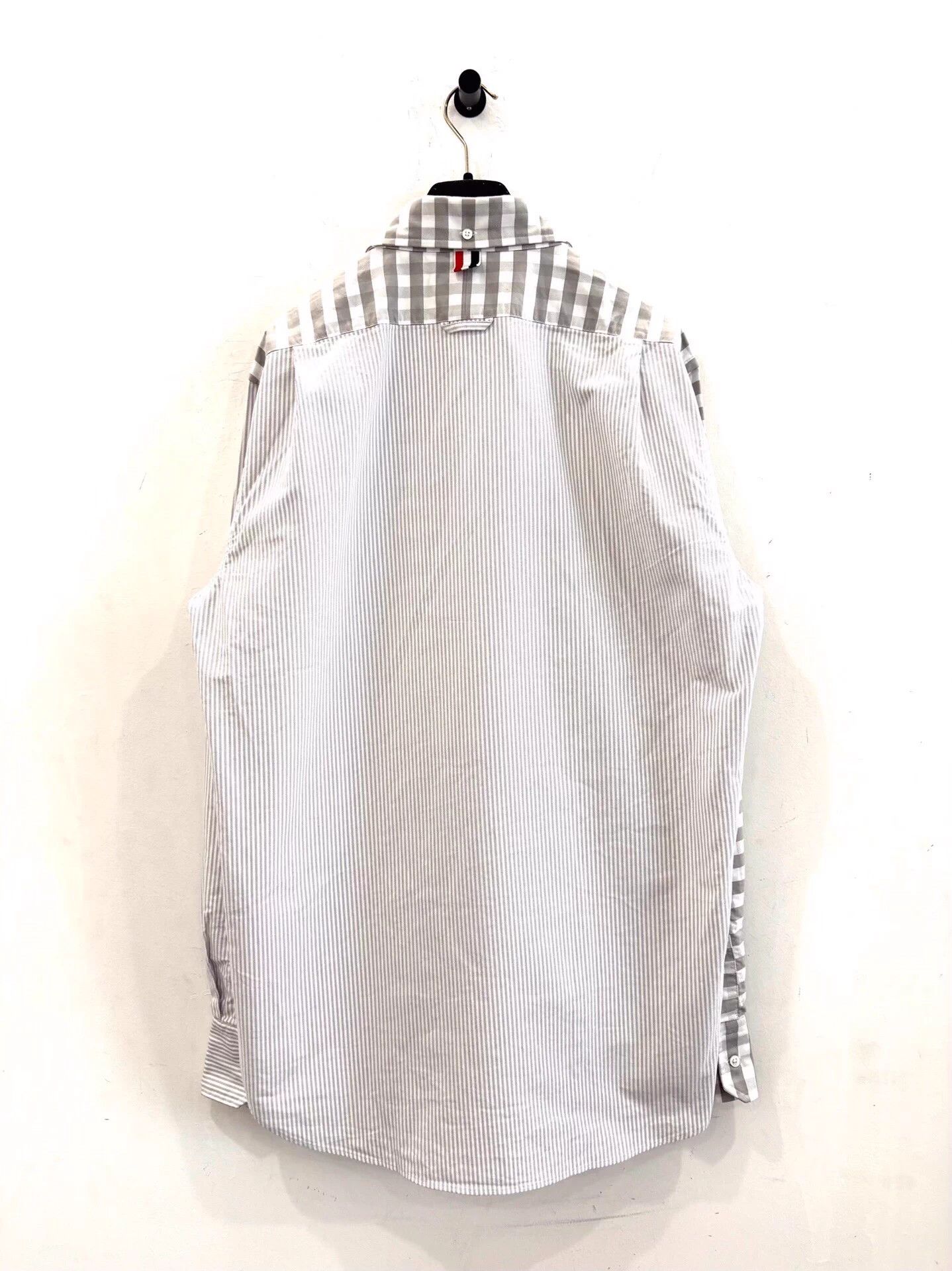 Thom Browne Thom Browne men's gray & white plaid stripe shirt 4 Size US XL / EU 56 / 4 - 2 Thumbnail