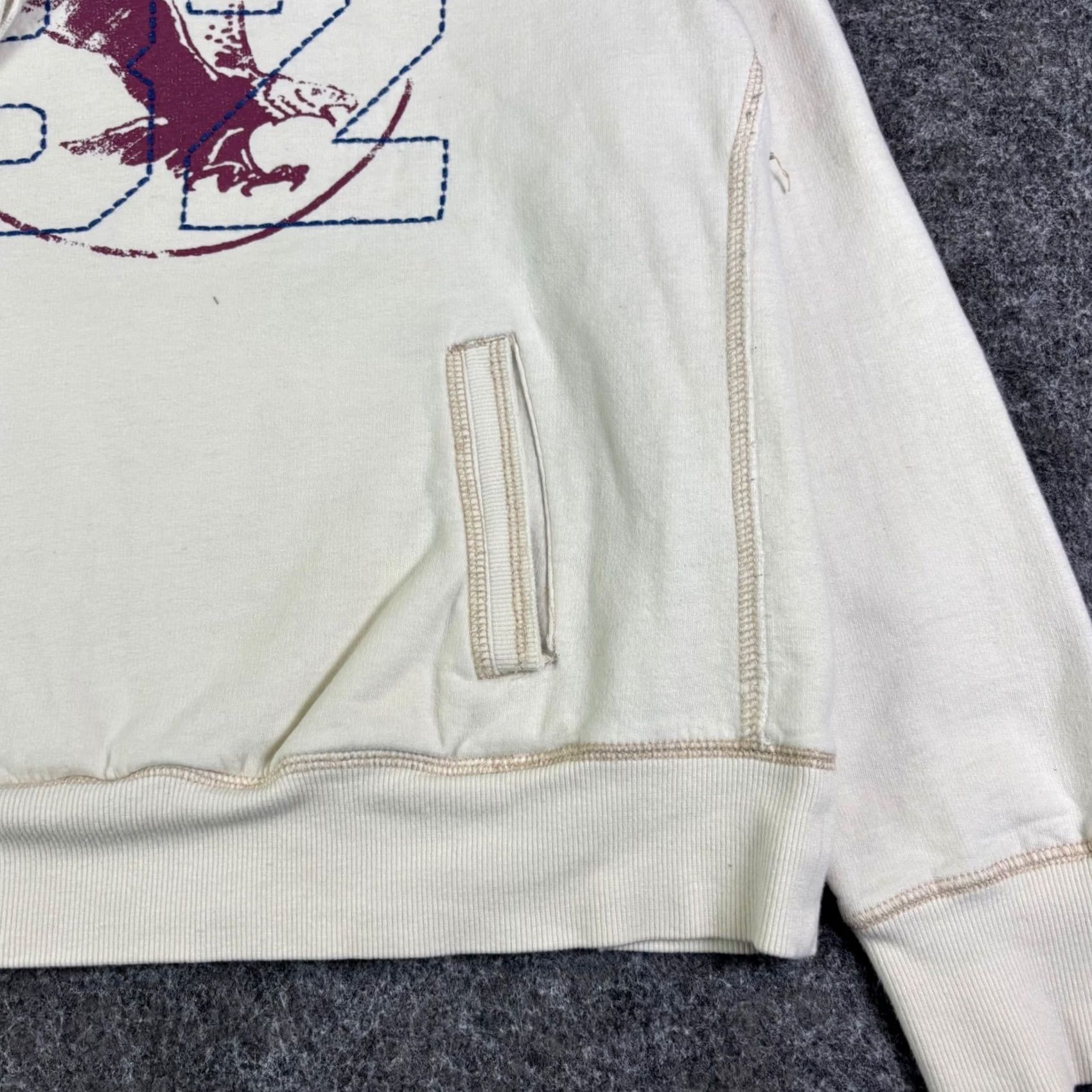 Mossimo Mossimo Supply Co Eagles 82 Graphic Hoodie Mens 2XL Sweatshirt Ivory/ Cream Graphic Print Hooded Pullover Size US XXL / EU 58 / 5 - 7 Thumbnail