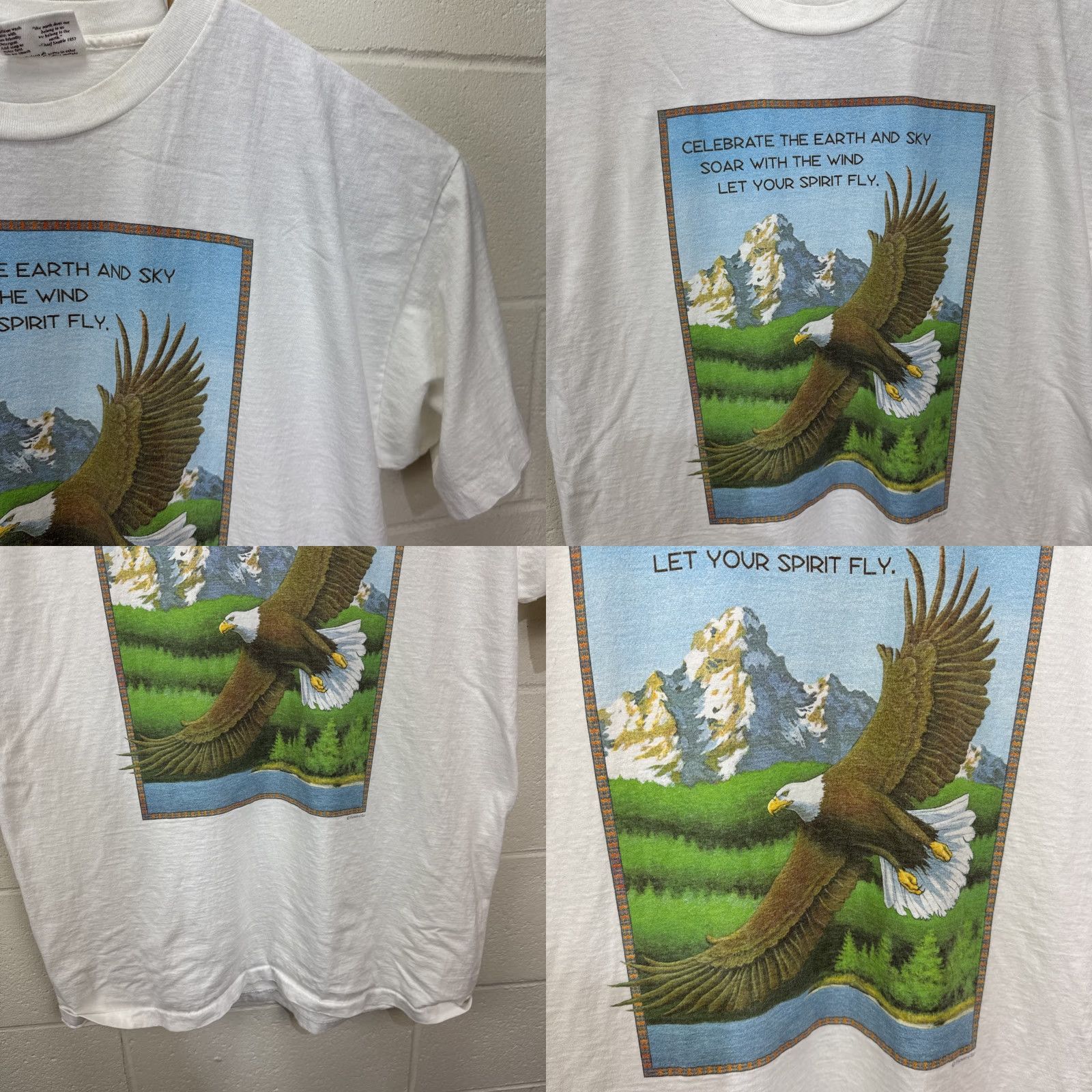 Vintage VINTAGE Maggie’s Organic Cotton Eagle Nature Earth T-Shirt XL White Graphic Print 90s Unisex Size US XL / EU 56 / 4 - 8 Thumbnail