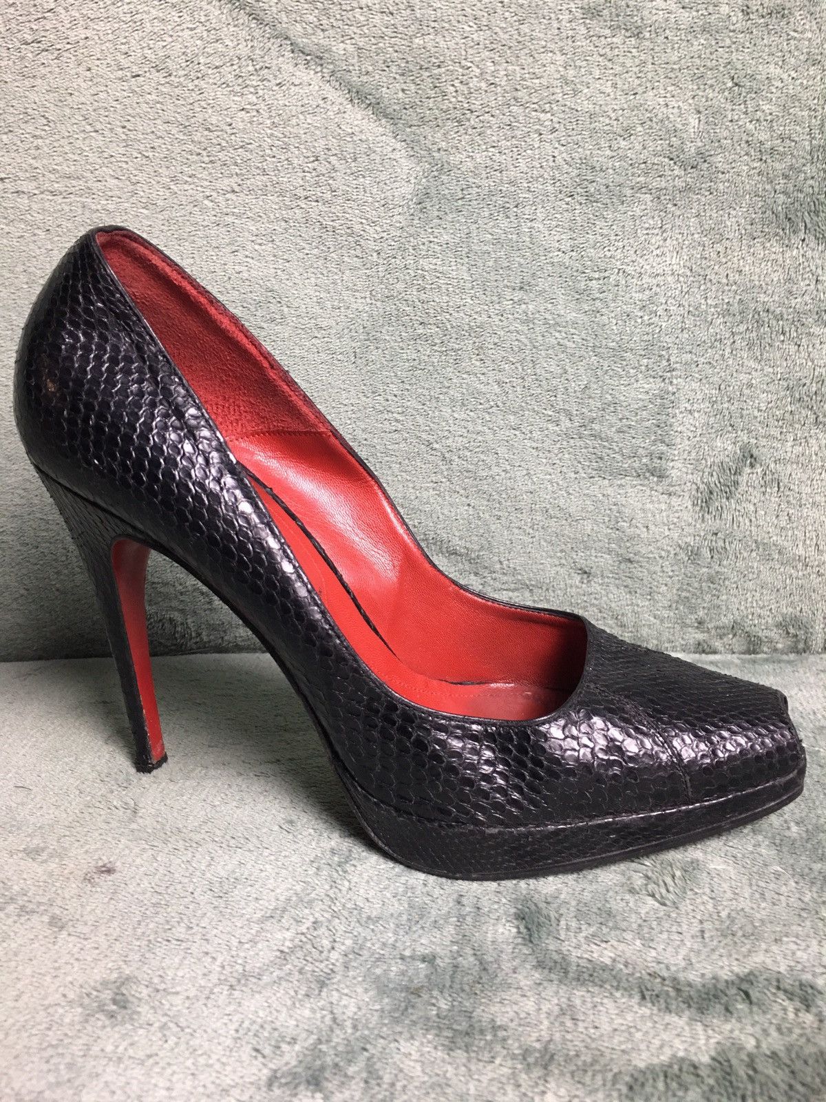 Paciotti Cesare Paciotti Black Snakeskin Leather Peep Toe Pumps EU 41 Size US 11 / IT 41 - 8 Thumbnail