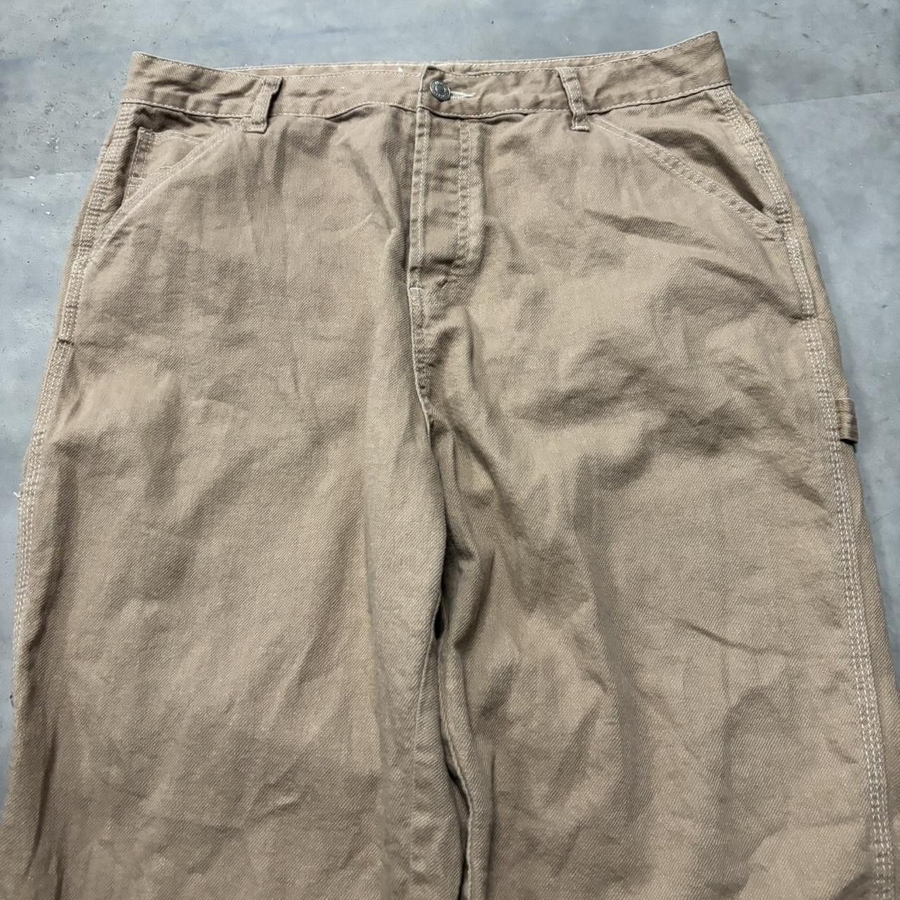 Japanese Brand × Vintage Crazy Vintage Y2K/2000s Baggy Light Brown Streetwear Skater Carpenter Pants! Size US 34 / EU 50 - 5 Thumbnail