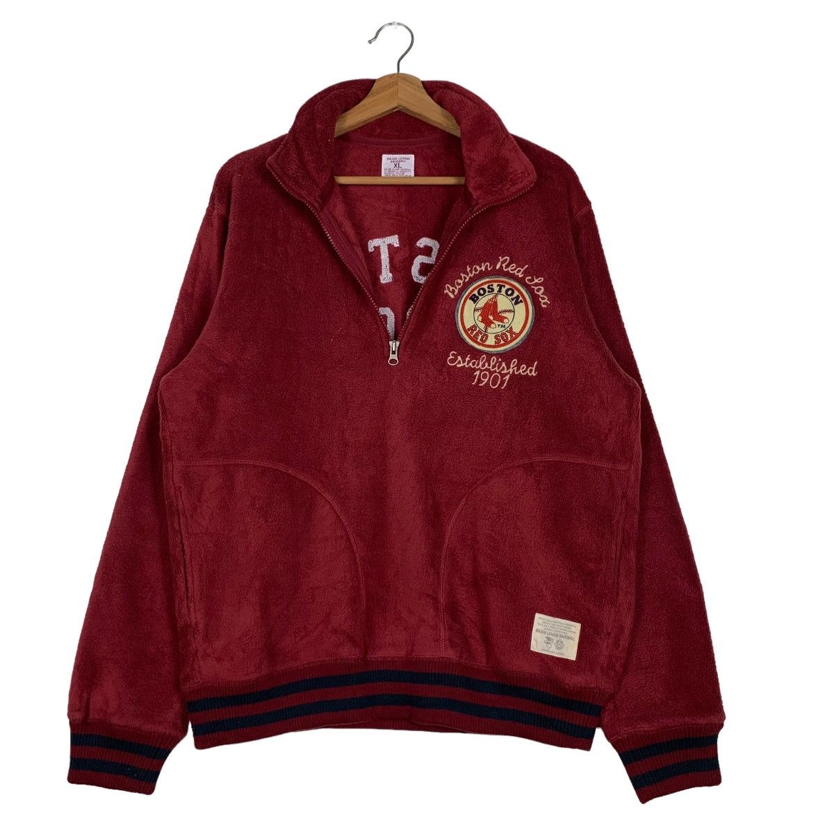 Japanese Brand MLB BOSTON RED SOX Half Zip Turtle Neck Fleece #0044-C3 Size US XL / EU 56 / 4 - 10 Thumbnail
