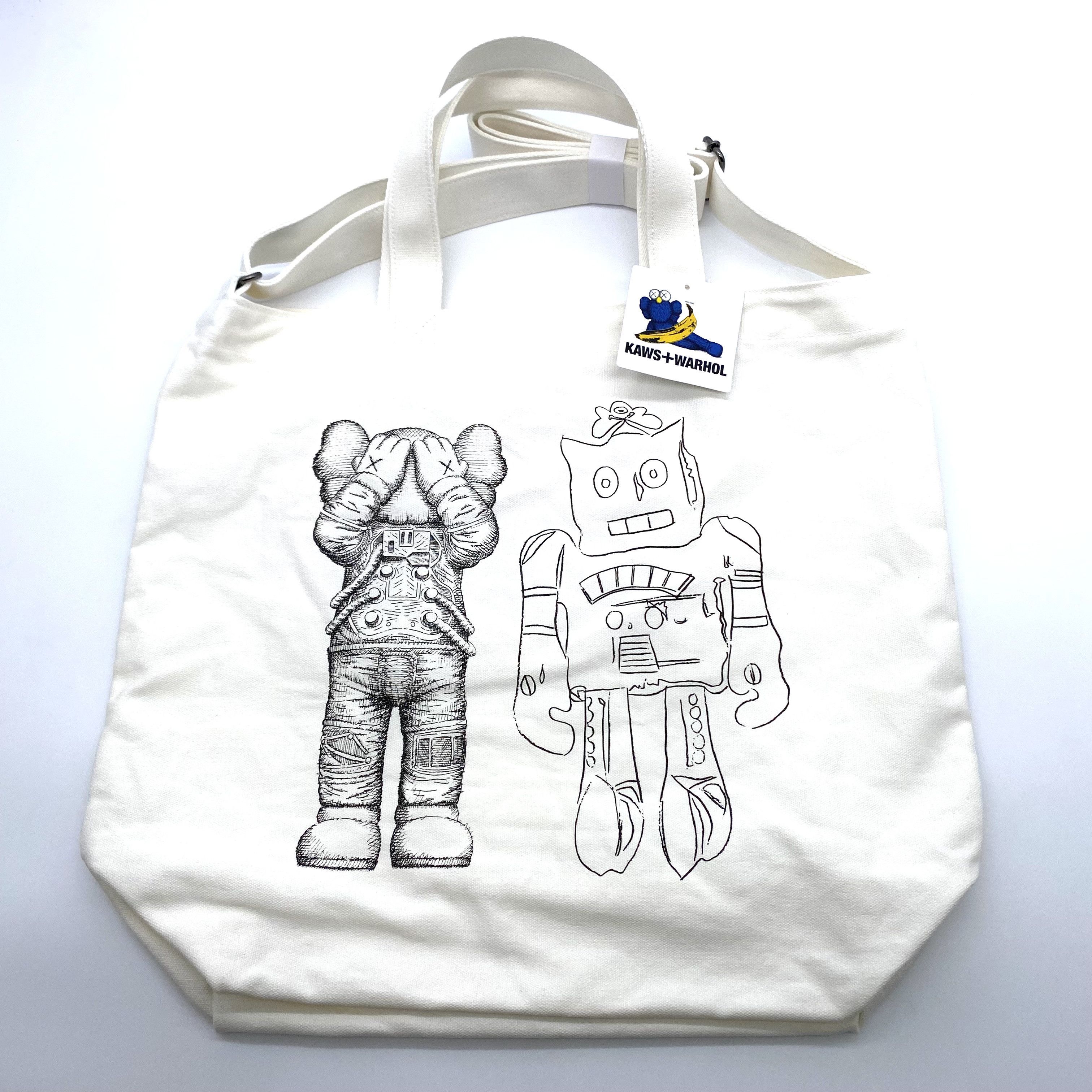 Andy Warhol × Japanese Brand × Kaws KAWS + Warhol 2Way Tote Bag White Size ONE SIZE - 1 Thumbnail