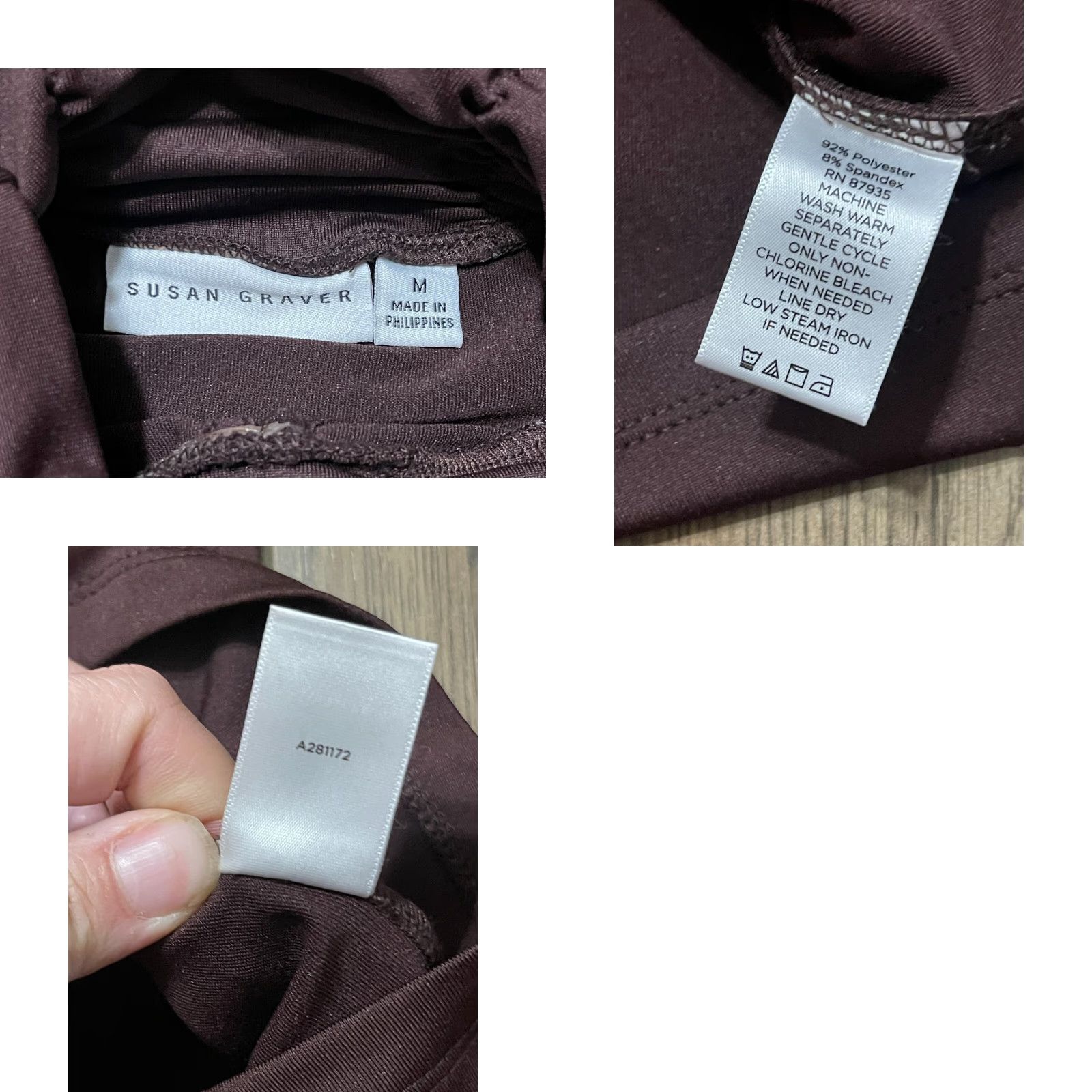 Vintage Susan Graver Shirt Women's Medium Brown Long Sleeve Mock Neck T-Shirt Size M / US 6-8 / IT 42-44 - 8 Thumbnail
