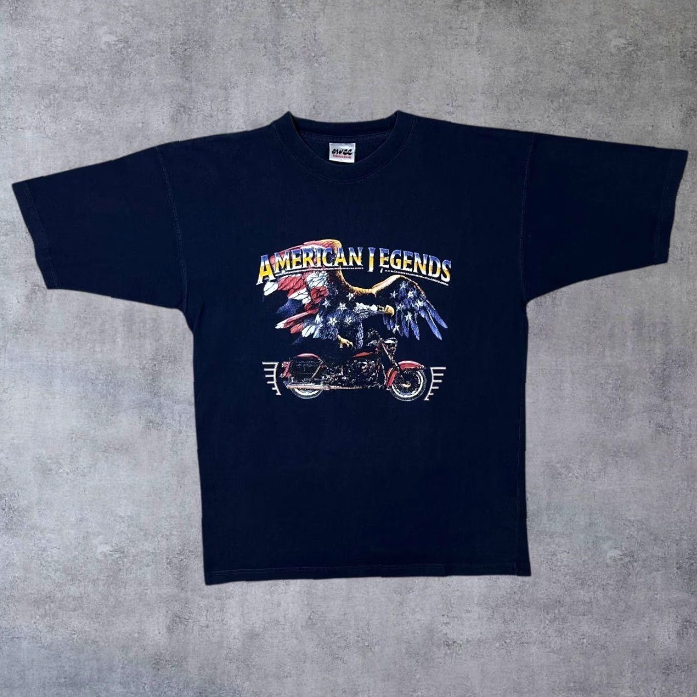 Vintage VINTAGE American Legends Biker Graphic Spellout Navy Blue T-Shirt Large Mens Shirt Size US L / EU 52-54 / 3 - 2 Thumbnail