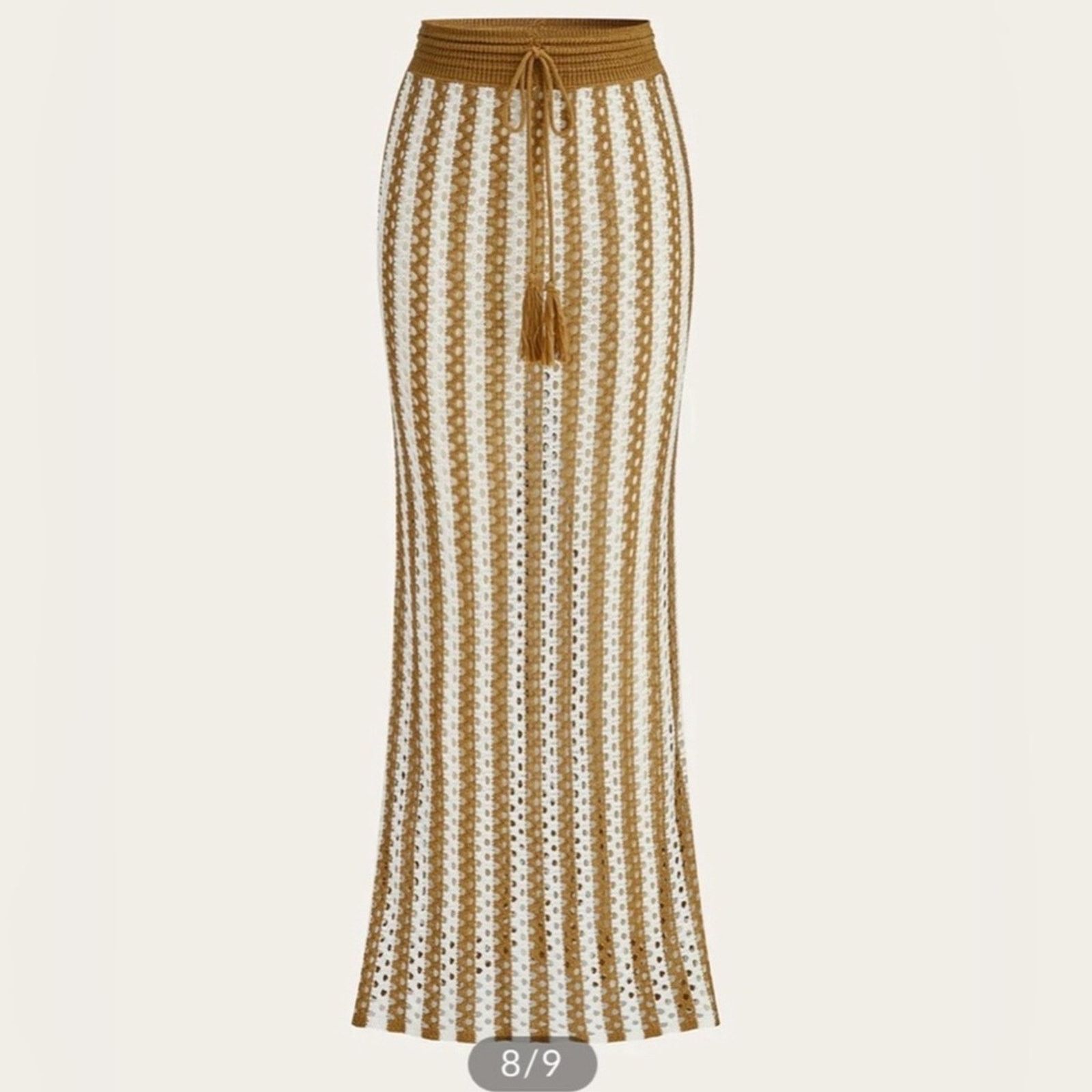 Other New Chic Crochet Maxi Skirt in Tan and White one size Size 27" / US 4 / IT 40 - 8 Thumbnail