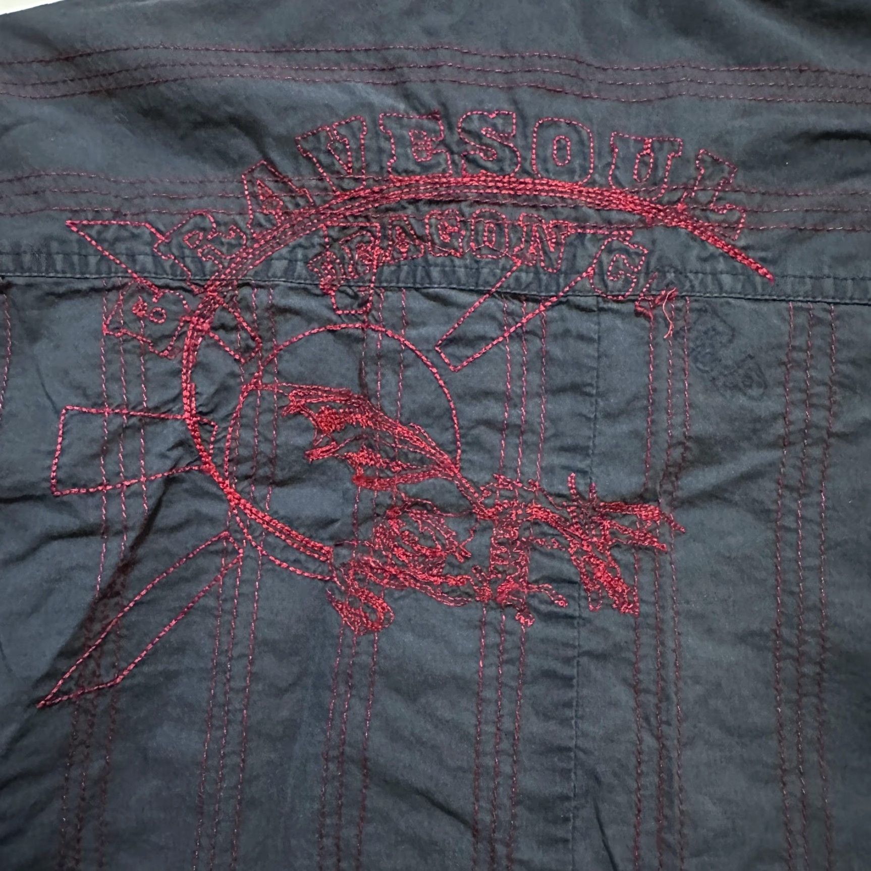 Brave Soul Brave Soul Shirt Mens M Gray Red Snap Western Embroidered Dragon Rodeo Cowboy Button-Up Long Sleeve Collared Size US M / EU 48-50 / 2 - 4 Thumbnail