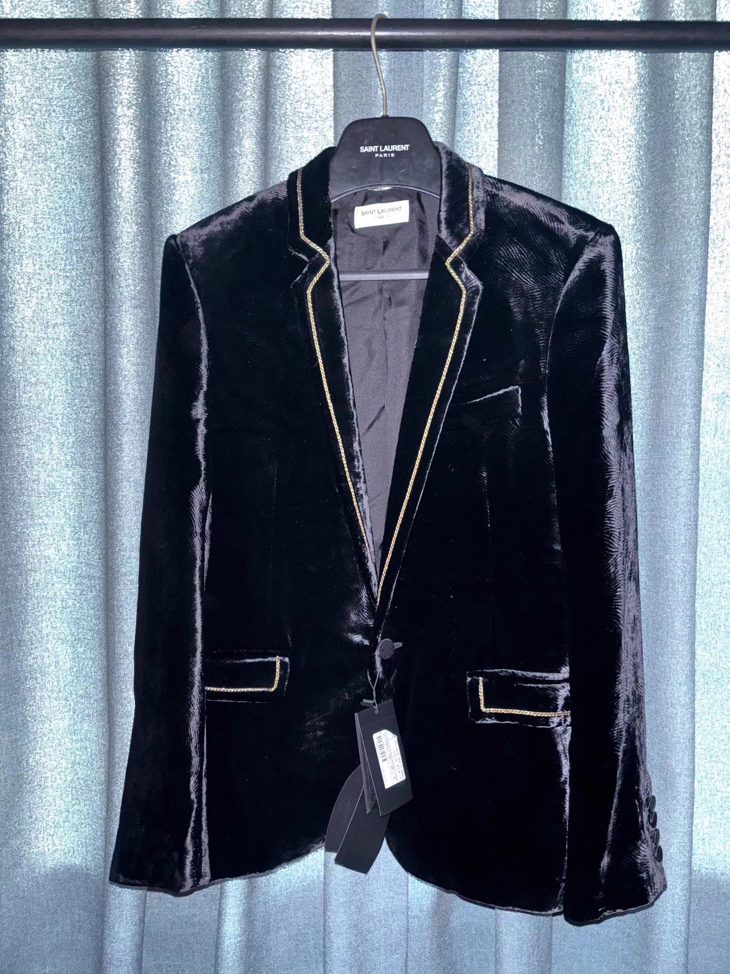 Saint Laurent Paris Saint Laurent 18FW Gold Thread Court Velvet Blazer 46 Size 46R - 1 Thumbnail