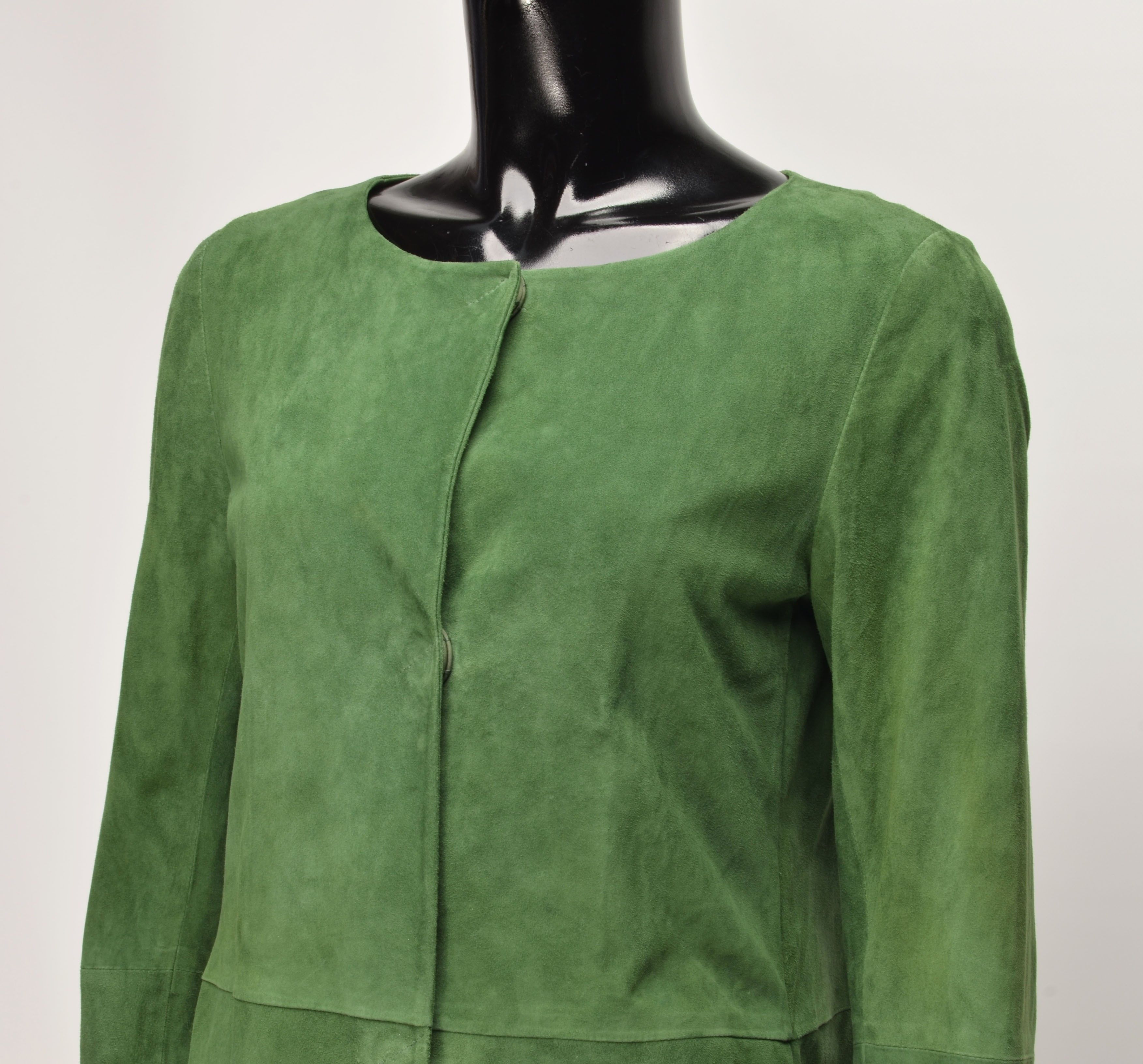 Herno Herno Lamb Leather Green Long Sleeve Coat Size M / US 6-8 / IT 42-44 - 2 Thumbnail
