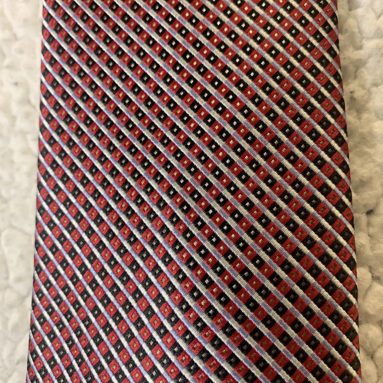 Giorgio Brutini Giorgio Brutini Tie Red Black Tiny Geometric Print Pattern Size ONE SIZE - 2 Thumbnail