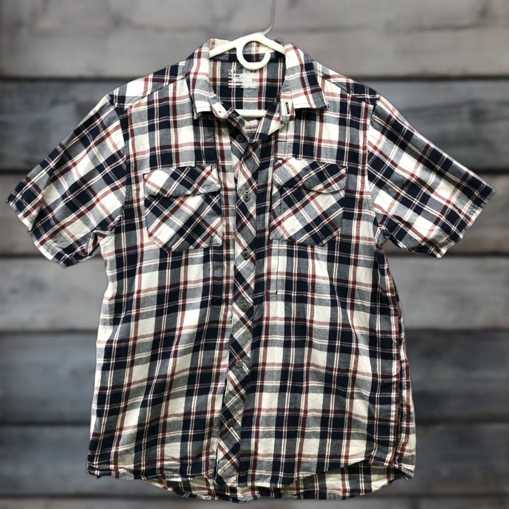 Under Armour Under Armour Shirt Mens M Short Sleeve Button-Down Plaid Cotton Tactical Fishing Embroidered Button-Up Size US M / EU 48-50 / 2 - 1 Thumbnail