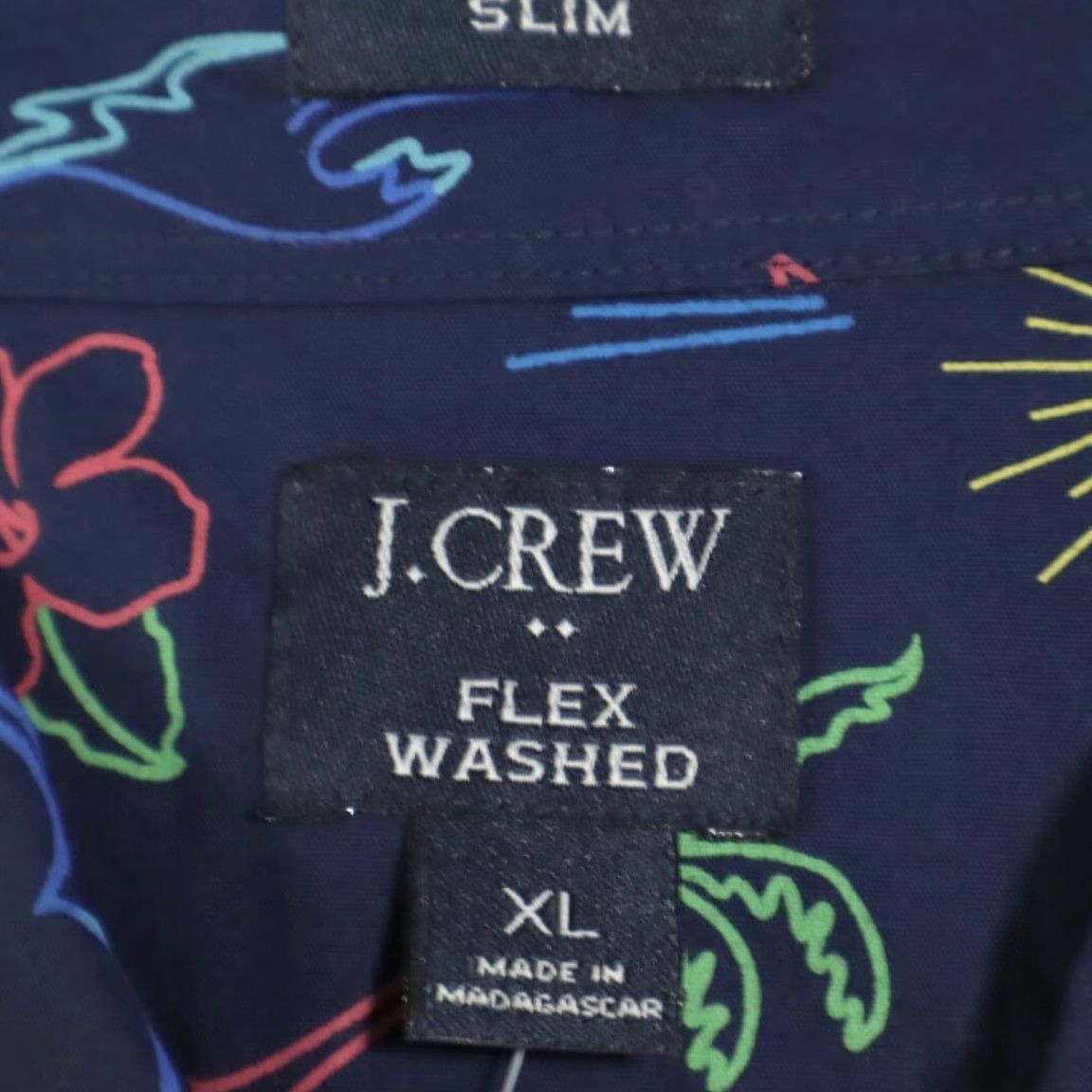 Vintage J Crew Flex Washed Neon Beach Button Down Shirt Navy Blue Men's XL Size US XL / EU 56 / 4 - 5 Thumbnail