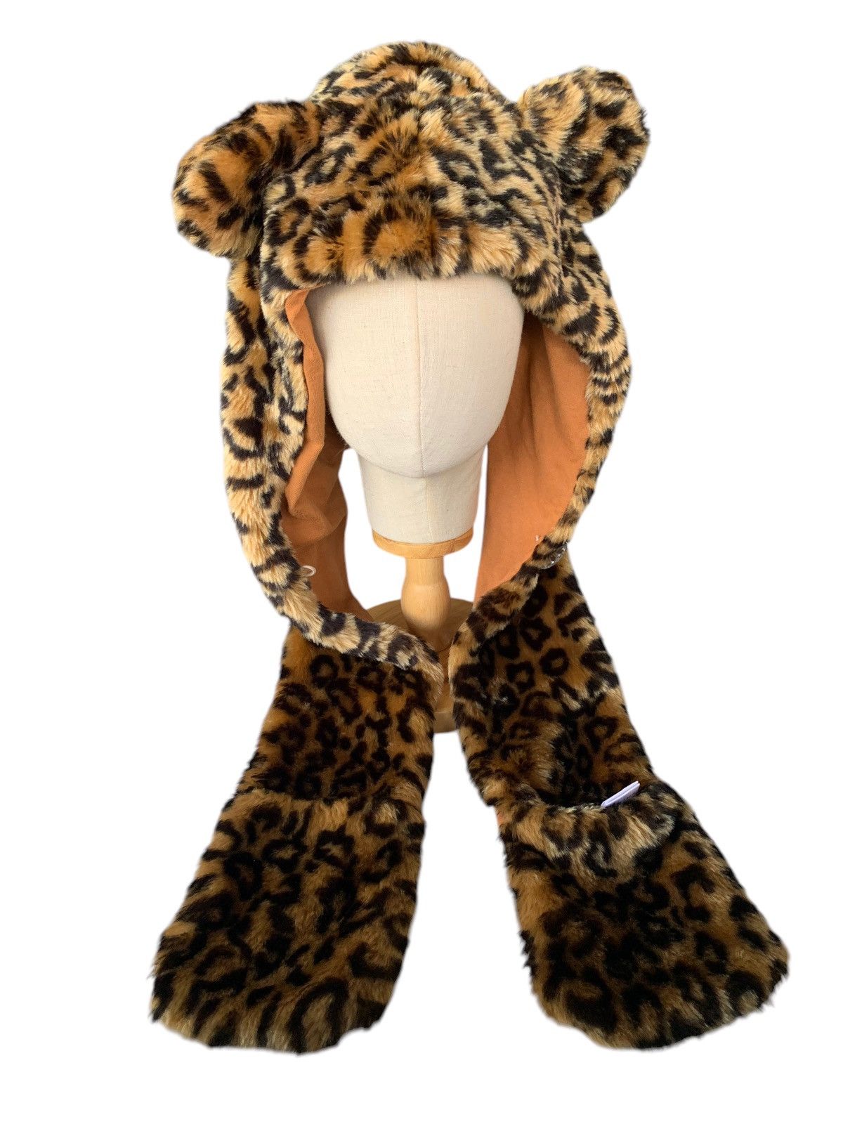 Japanese Brand Plush Leopard Horn Earflap Animals Rayalice Beanie Hats🐆 Size ONE SIZE - 4 Thumbnail
