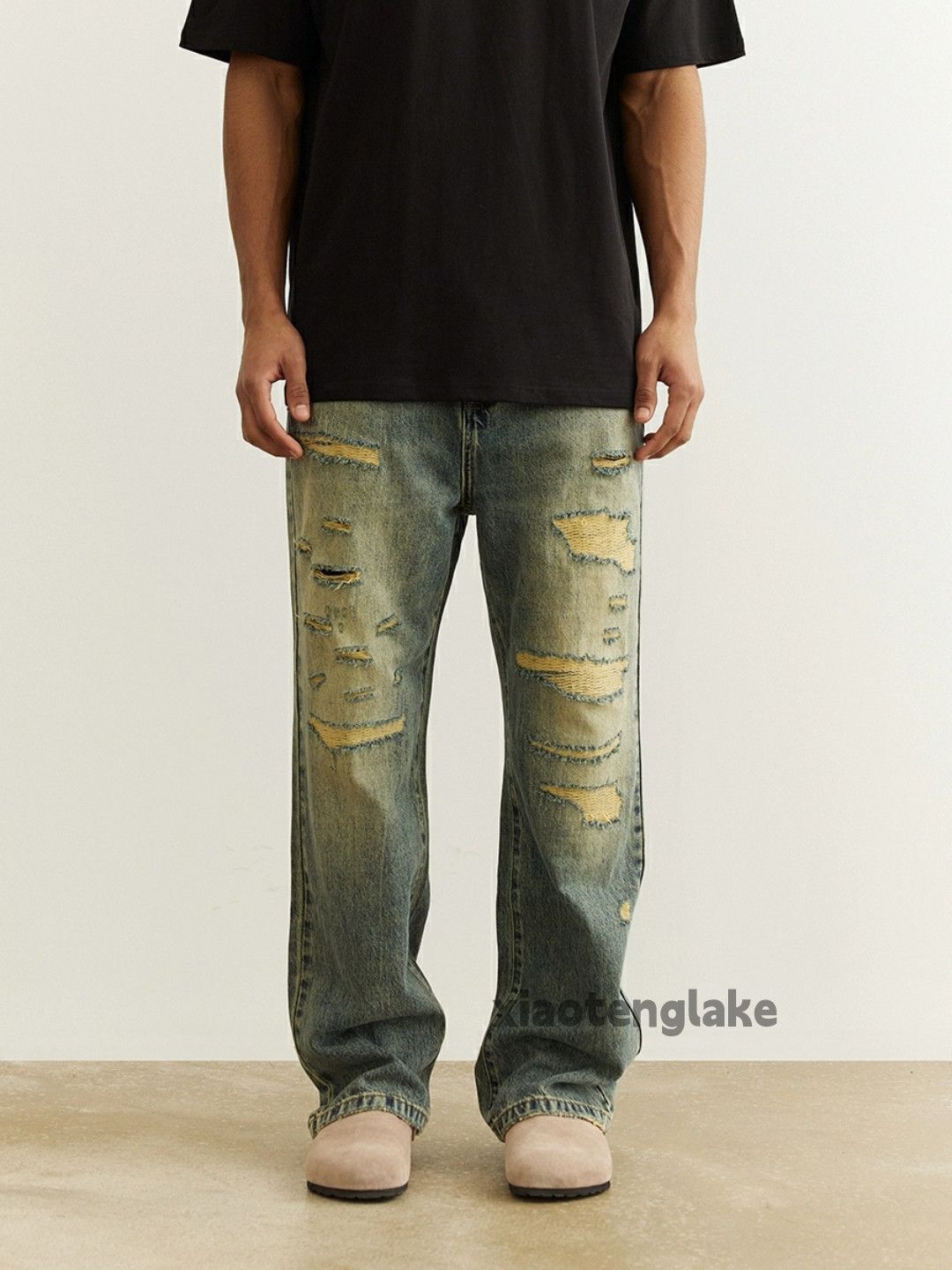 Jean × Vintage washed faded y2k yuppie loose baggy damaged jeans Size US 32 / EU 48 - 9 Thumbnail