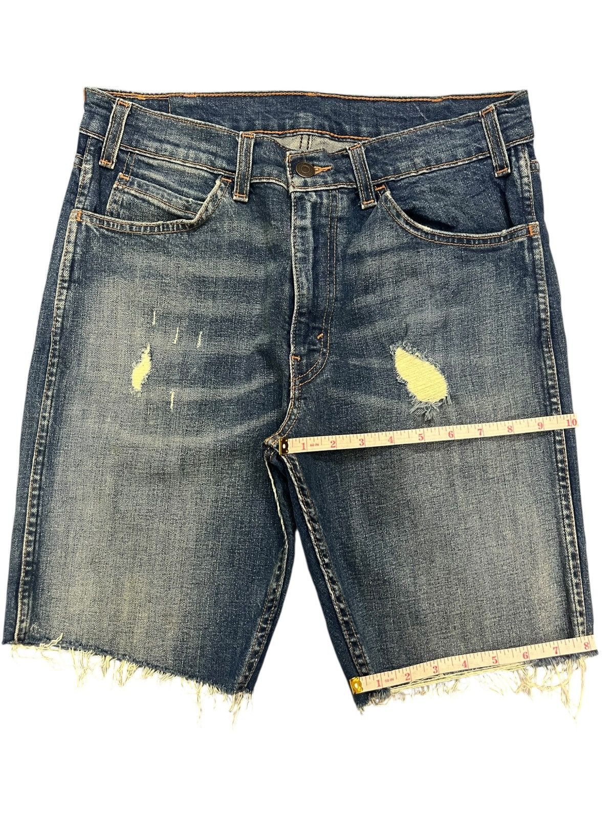 Levi's Vintage Y2K Levis 505 C Orange Tab Distress Jean Shorts Size 31" - 8 Thumbnail