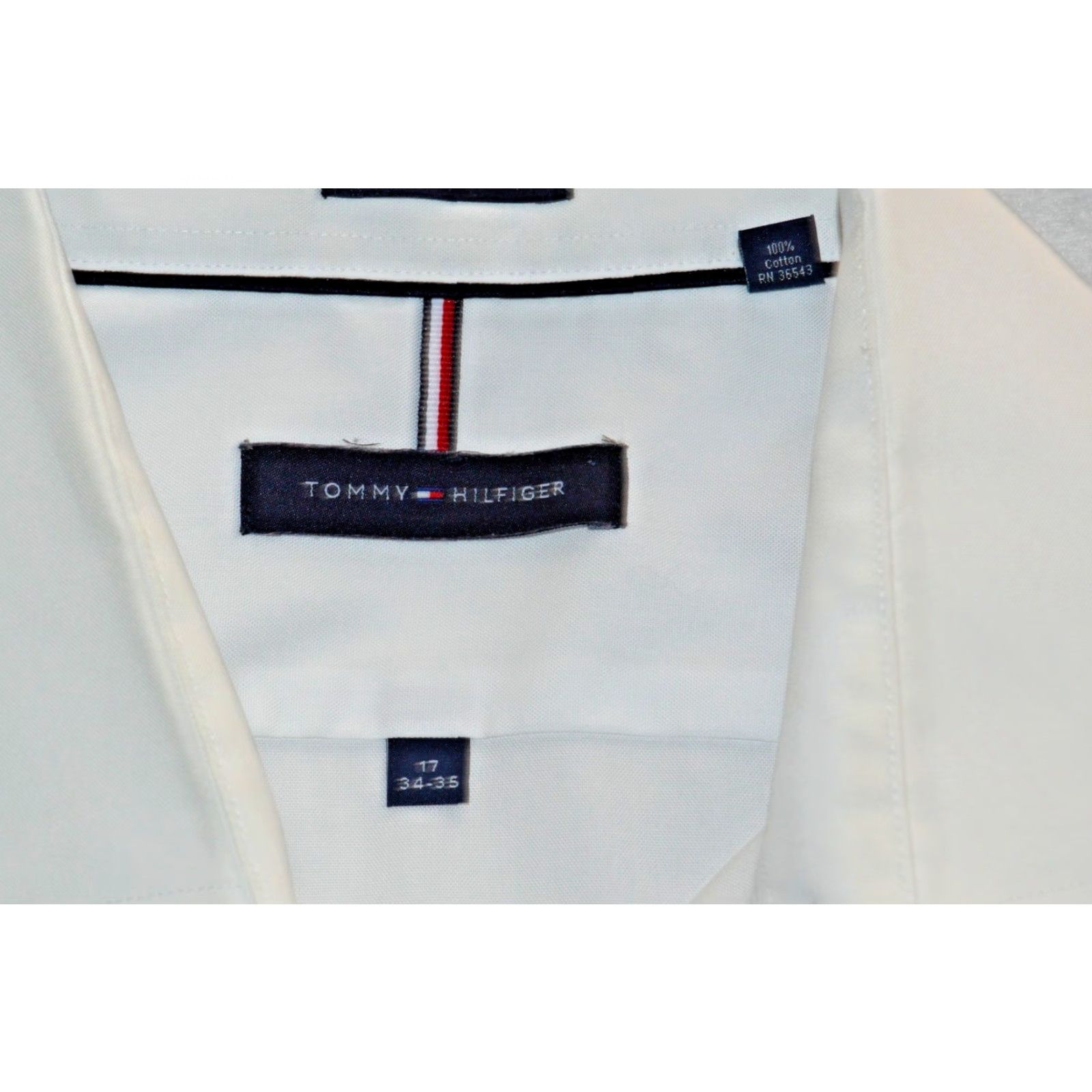 Tommy Hilfiger Tommy Hilfiger Slim Fit Shirt Long-Sleeve Dress Shirt Men 17 White Button-Up Collared Cotton Size US XL / EU 56 / 4 - 3 Thumbnail