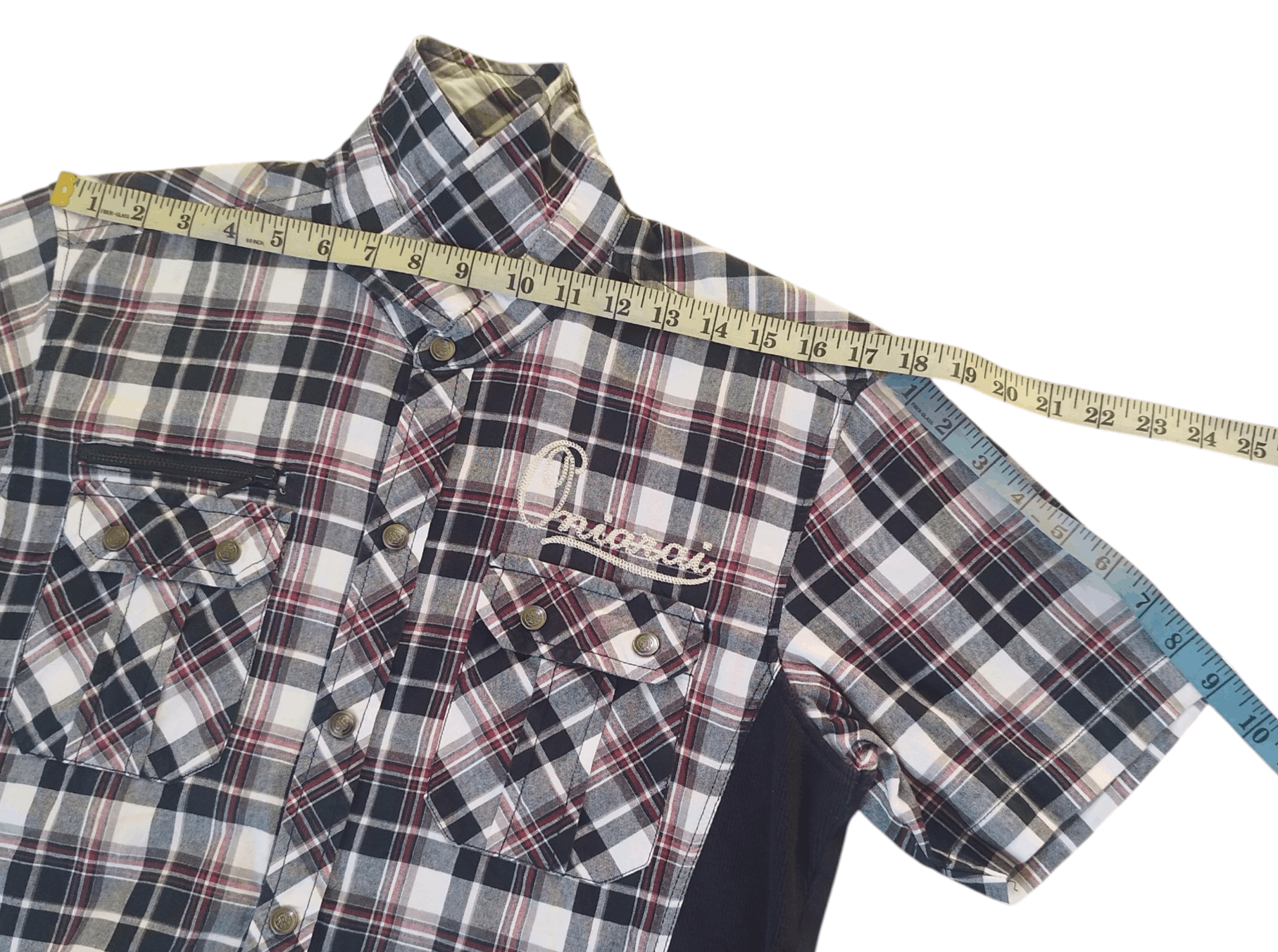 Japanese Brand Oniarai embriodered cross check shirt Size US M / EU 48-50 / 2 - 9 Thumbnail