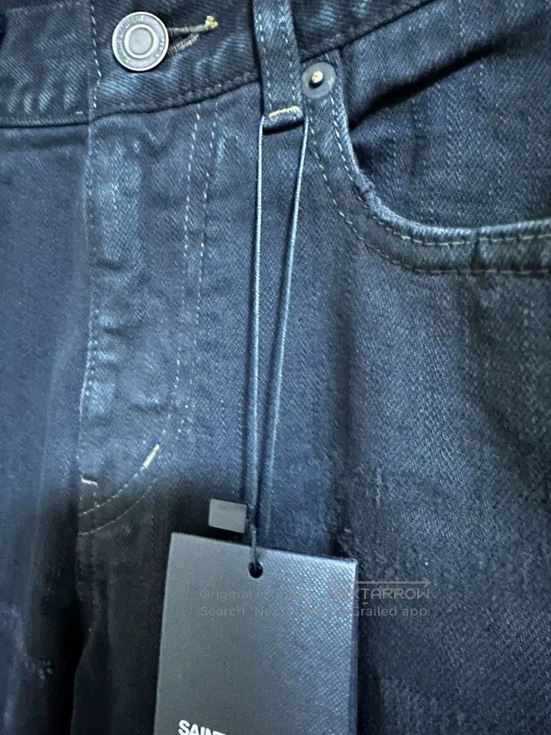 Saint Laurent Paris Saint Laurent Paris Black Oil Stain Destroyed Denim Pants Size US 29 - 5 Thumbnail