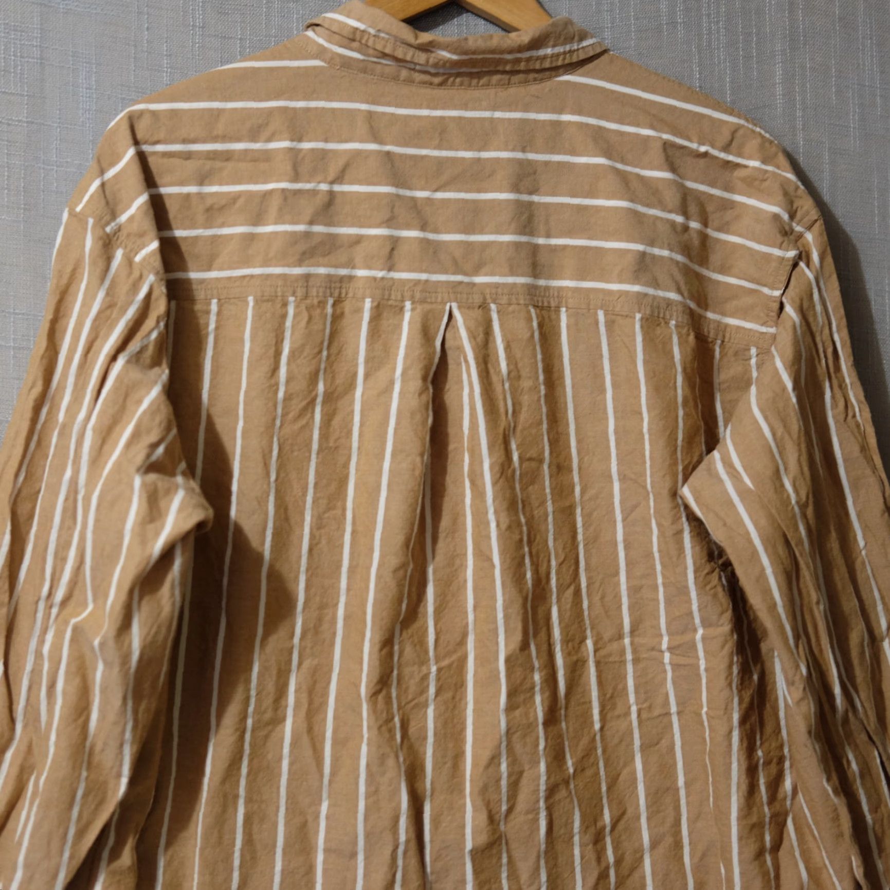 Vintage Maurices Tan/White Stripe Button Up Shirt 100% Cotton Womens XXL Blouse Casual Workwear Shirt Womens XXXL? Size XXL / US 16-18 / IT 52-54 - 6 Thumbnail