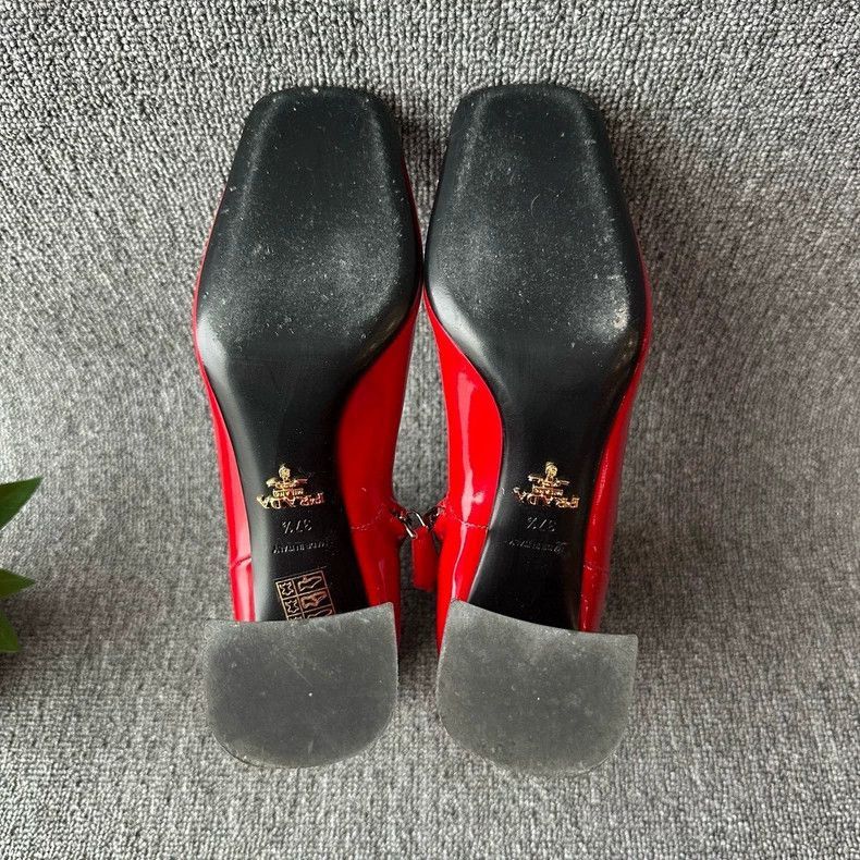 Prada Red Patent Leather Heeled Ankle Boots -2505 Size US 8 / IT 38 - 5 Thumbnail