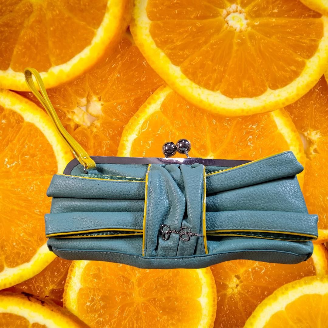 Jessica Simpson Jessica Simpson Teal and Yellow Clutch Purse Wristlet Size ONE SIZE - 1 Thumbnail