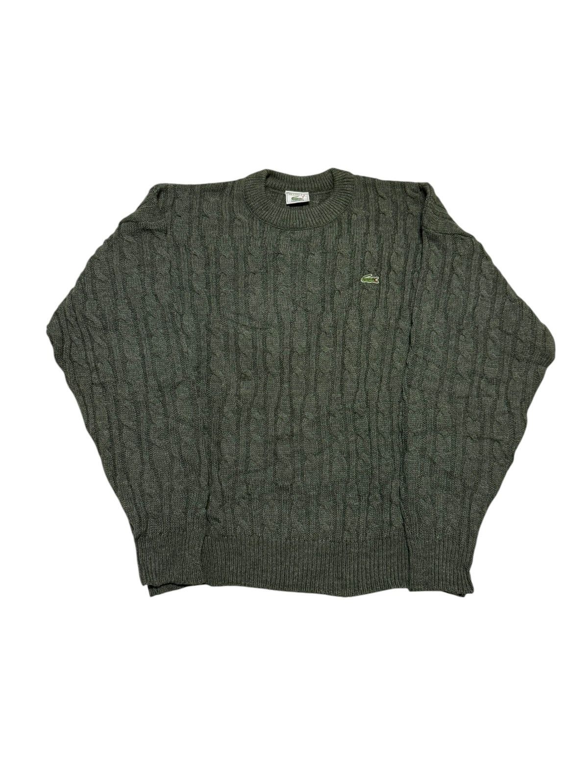 Lacoste 80s Vintage Lacoste Cable Knit Wool Sweater jumper Size US XL / EU 56 / 4 - 1 Thumbnail