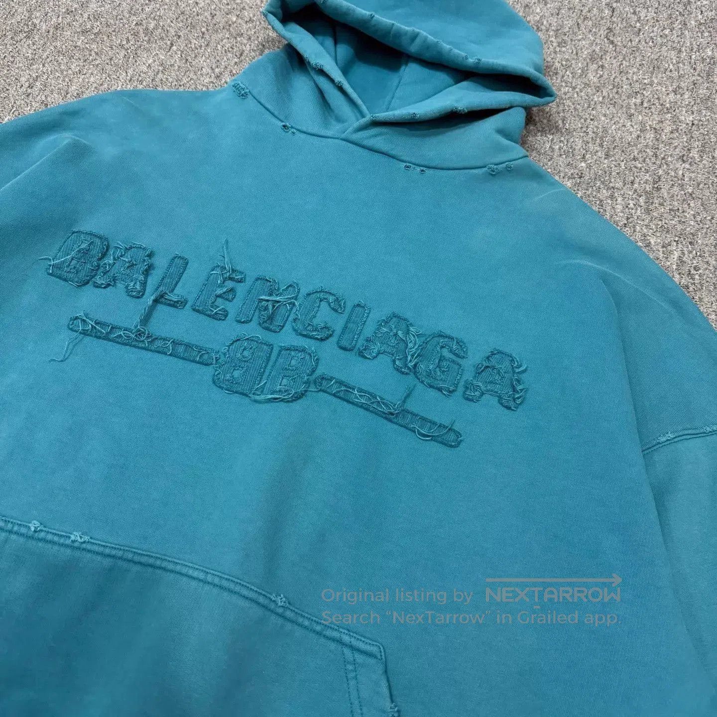 Balenciaga Blue Oversized Hoodie with Distressed Detailing. Size US XS / EU 42 / 0 - 3 Thumbnail