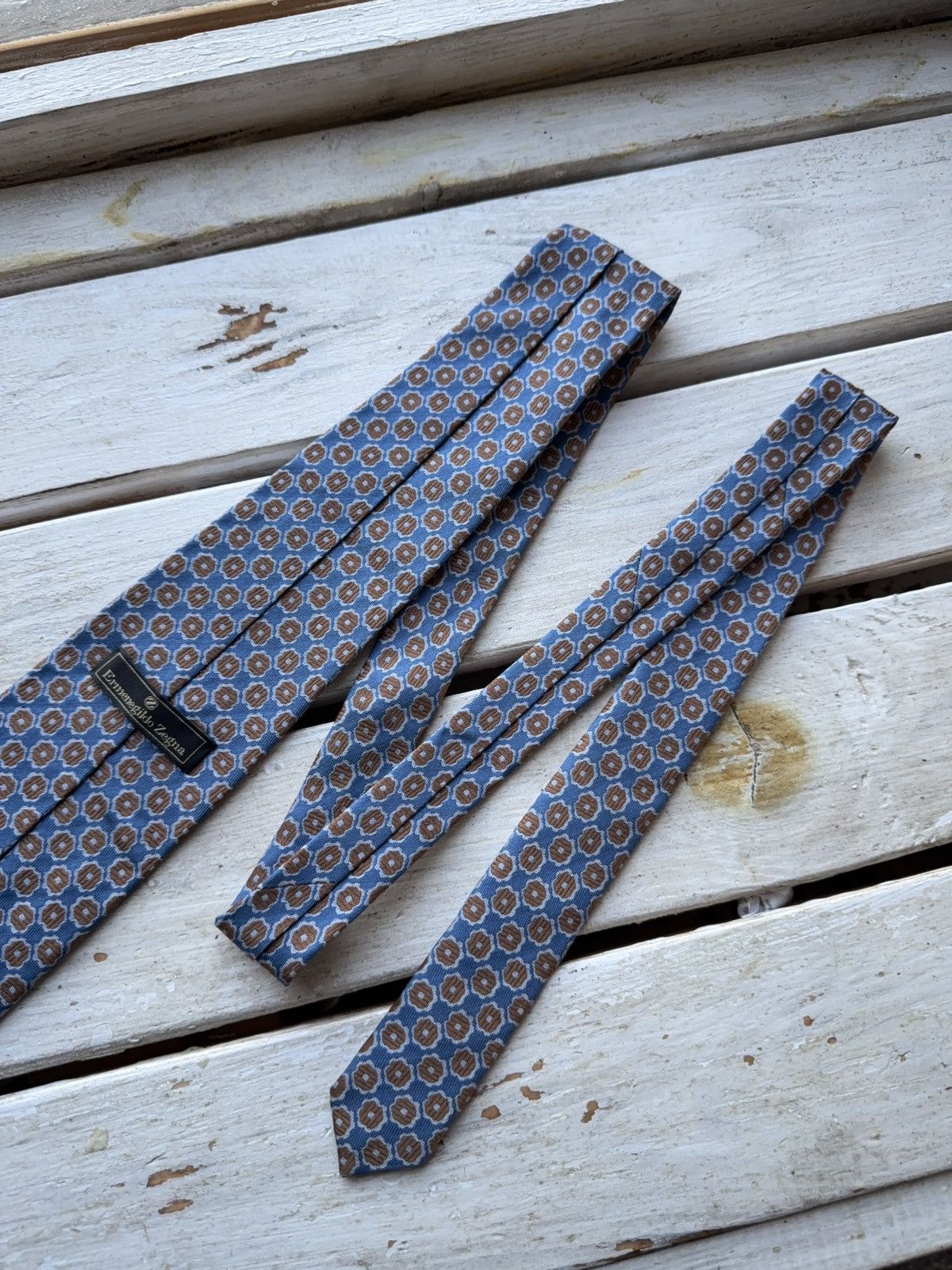 Ermenegildo Zegna × Vintage Ermenegildo Zegna Vintage Silk Tie Geometric Italy Size ONE SIZE - 8 Thumbnail