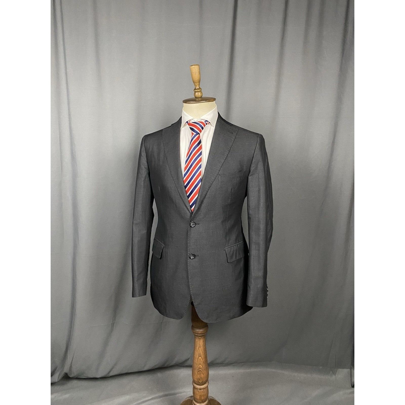 Tagliatore MINT! Tagliatore Men's Gray Slim Silk Cotton Blazer Jacket Size 50R - 4 Thumbnail