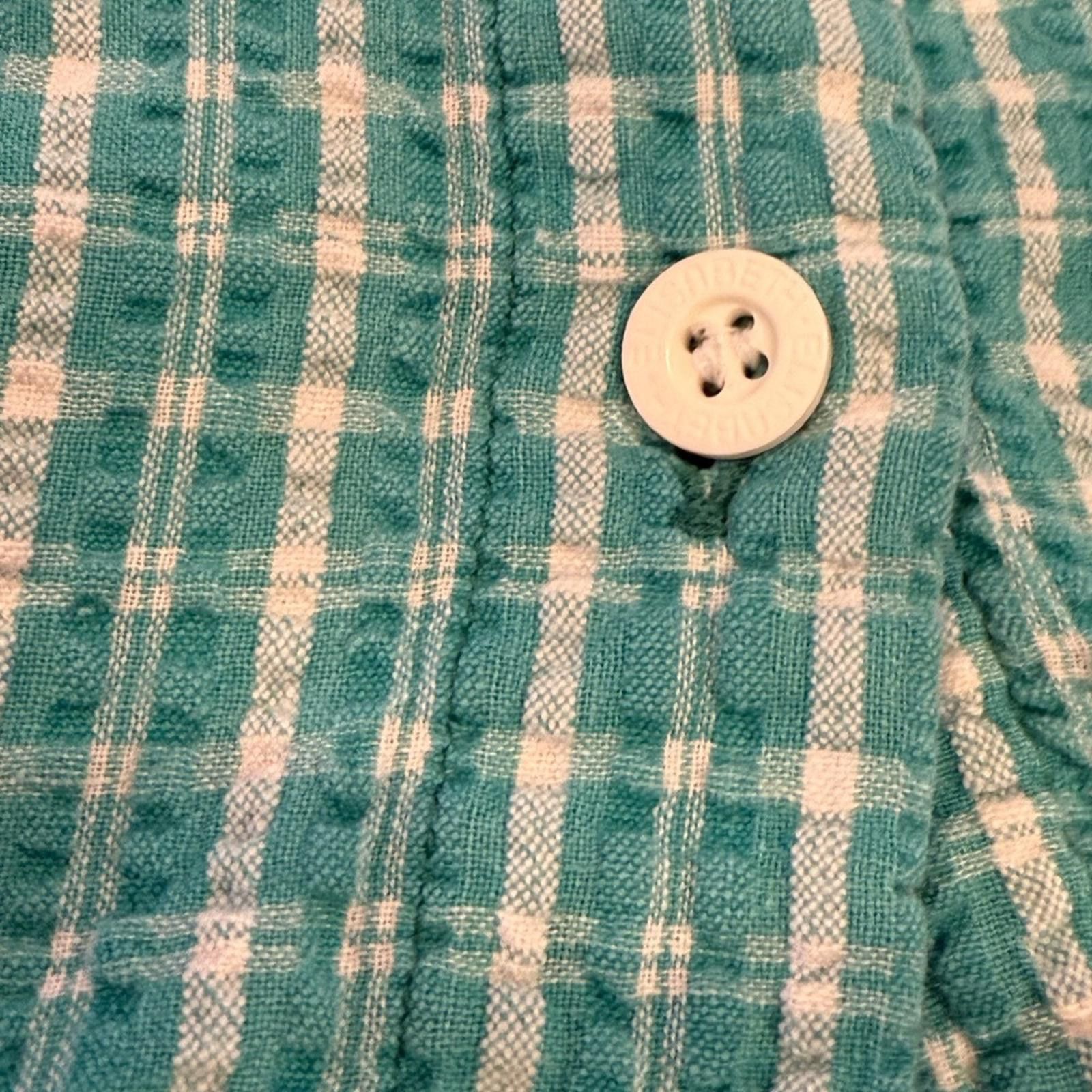 Other Elisabeth plaid button up teal white short sleeve cotton 20 Size 3XL / US 20-22 - 4 Thumbnail