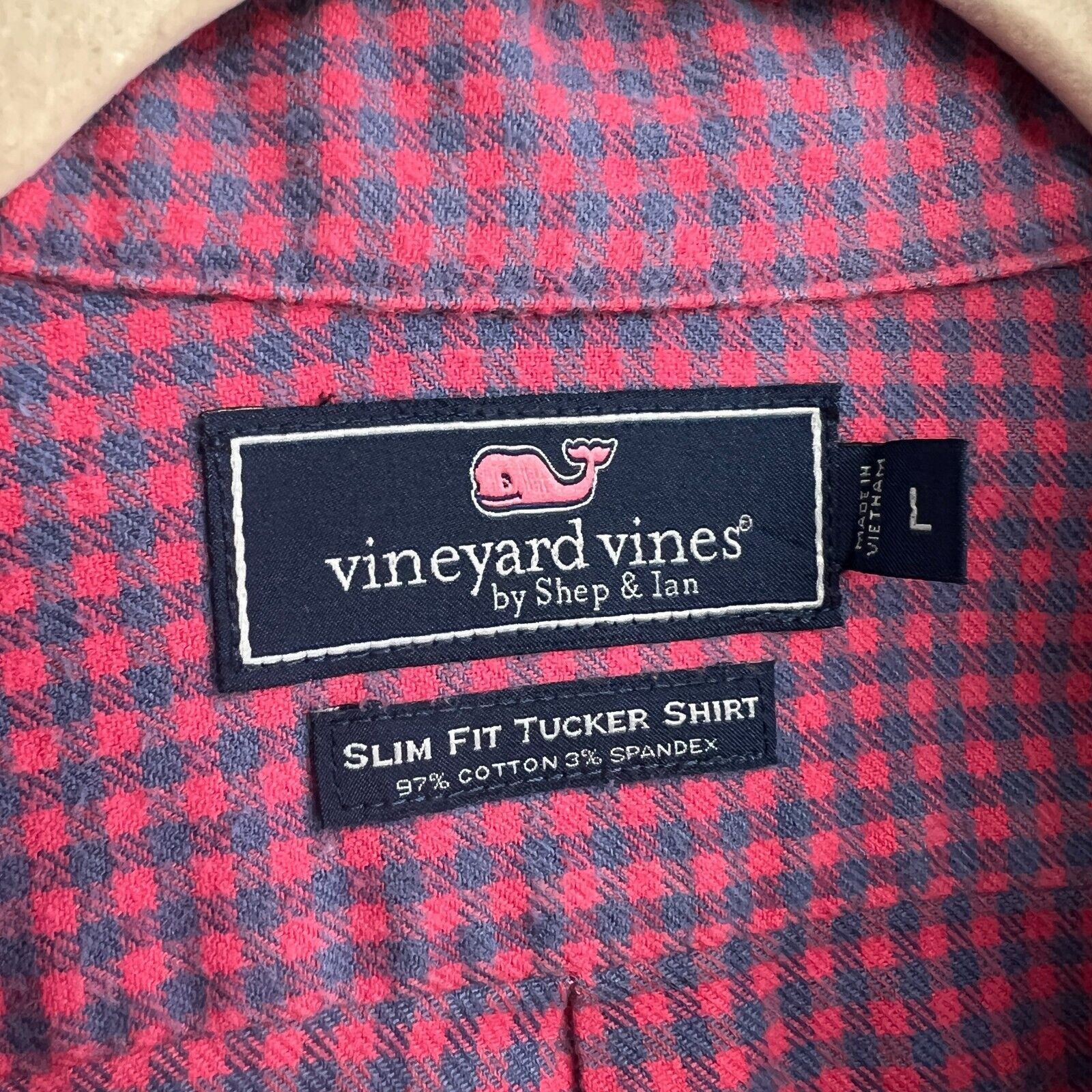 Vineyard Vines Vineyard Vines Flannel Slim Fit Tucker Shirt Pink Check Sz L Size US L / EU 52-54 / 3 - 5 Thumbnail