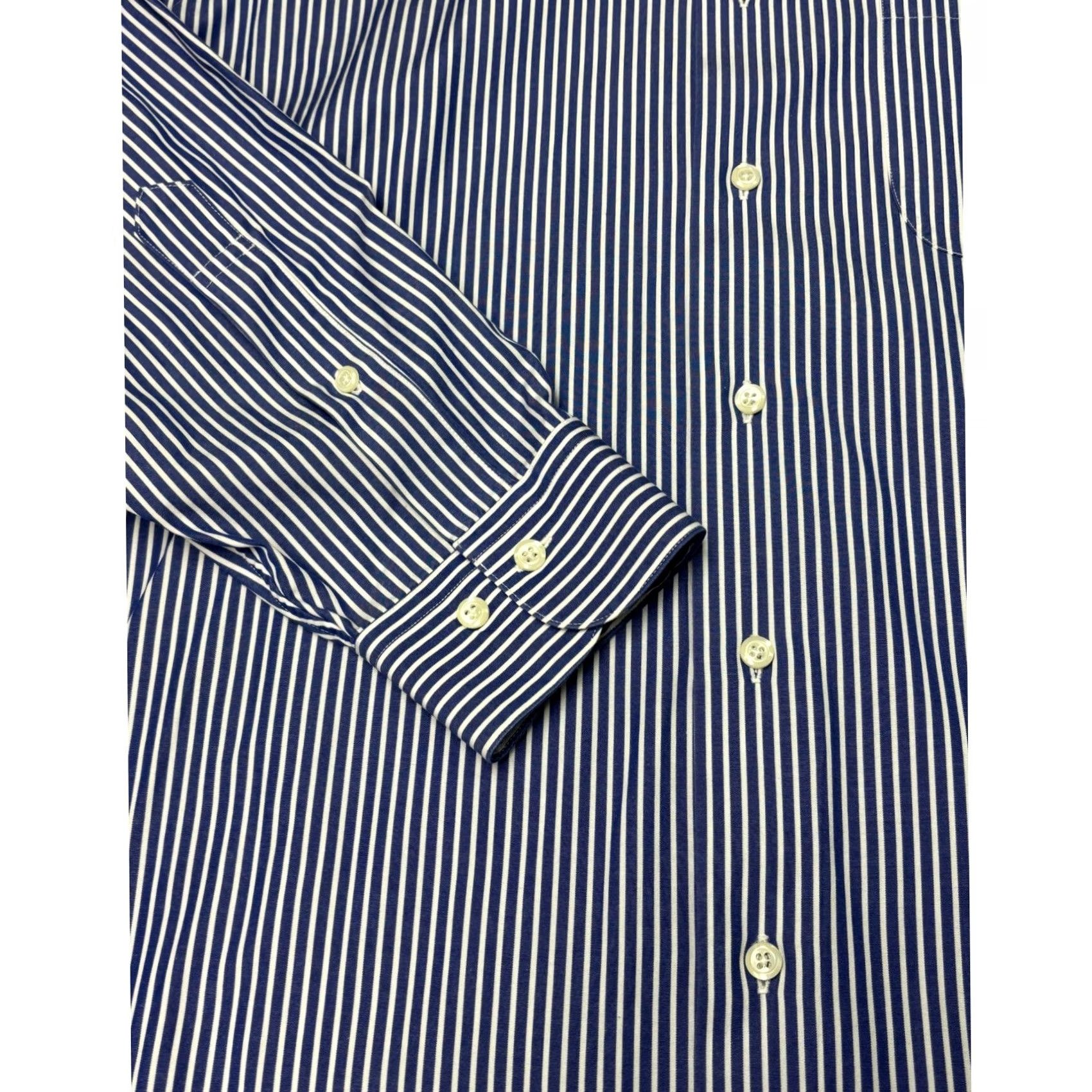 Brooks Brothers Brooks Brothers Dress Shirt Mens Striped Button Down Navy White 15.5 32/33 Regular Chest 46 Cotton Size 42R - 3 Thumbnail