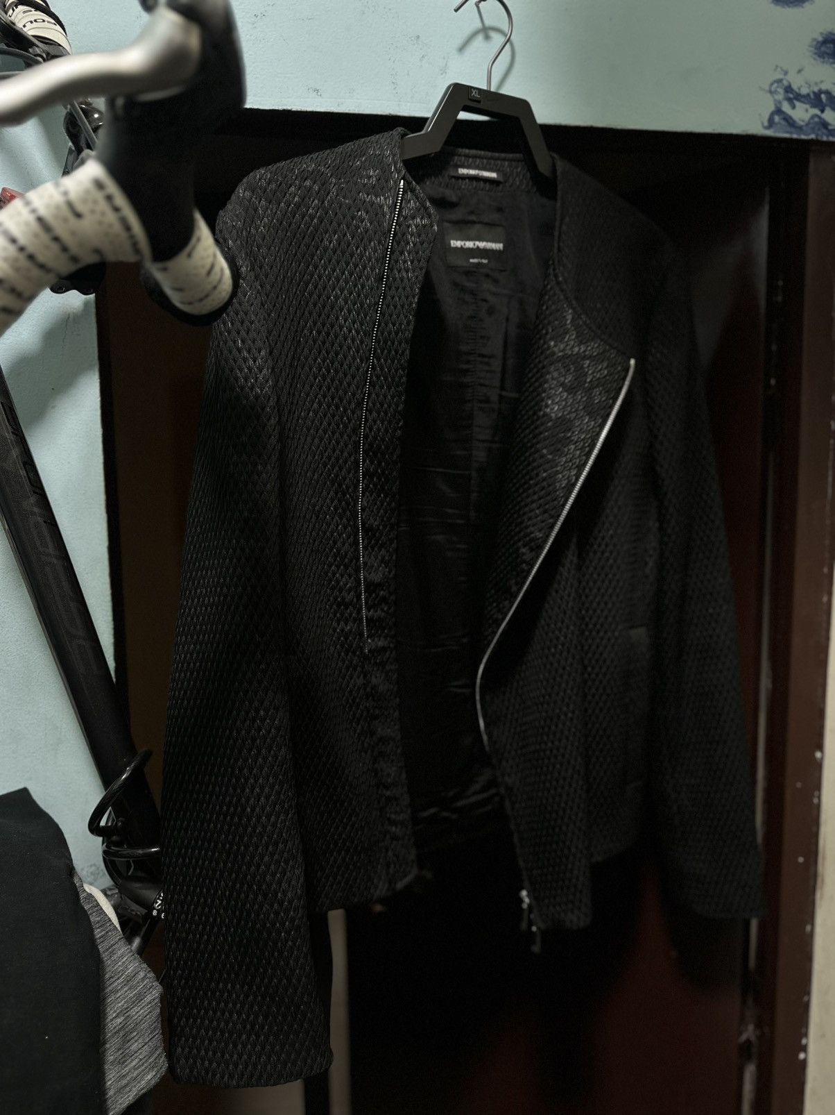 Emporio Armani E A bikers jacket handcrafted in italy , rare to found ,, Size US L / EU 52-54 / 3 - 9 Thumbnail