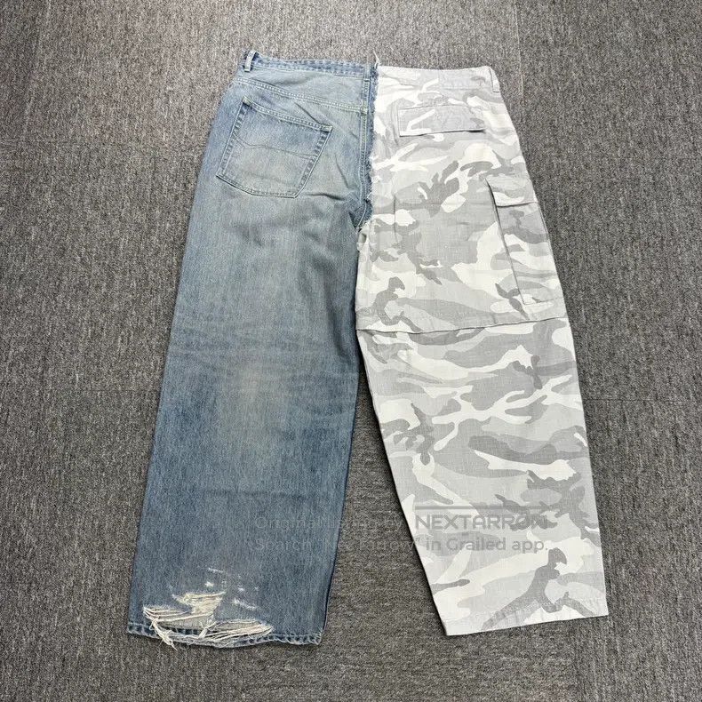Balenciaga Balenciaga size M Camouflage Patchwork Denim Pants Size US 27 - 6 Thumbnail