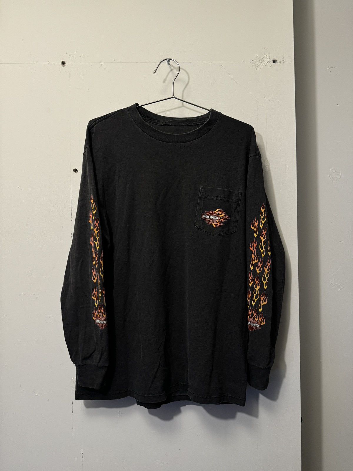 Harley Davidson Harley Thrashed Faded Distressed Flame Longsleeve ERD Grunge Size US L / EU 52-54 / 3 - 1 Thumbnail