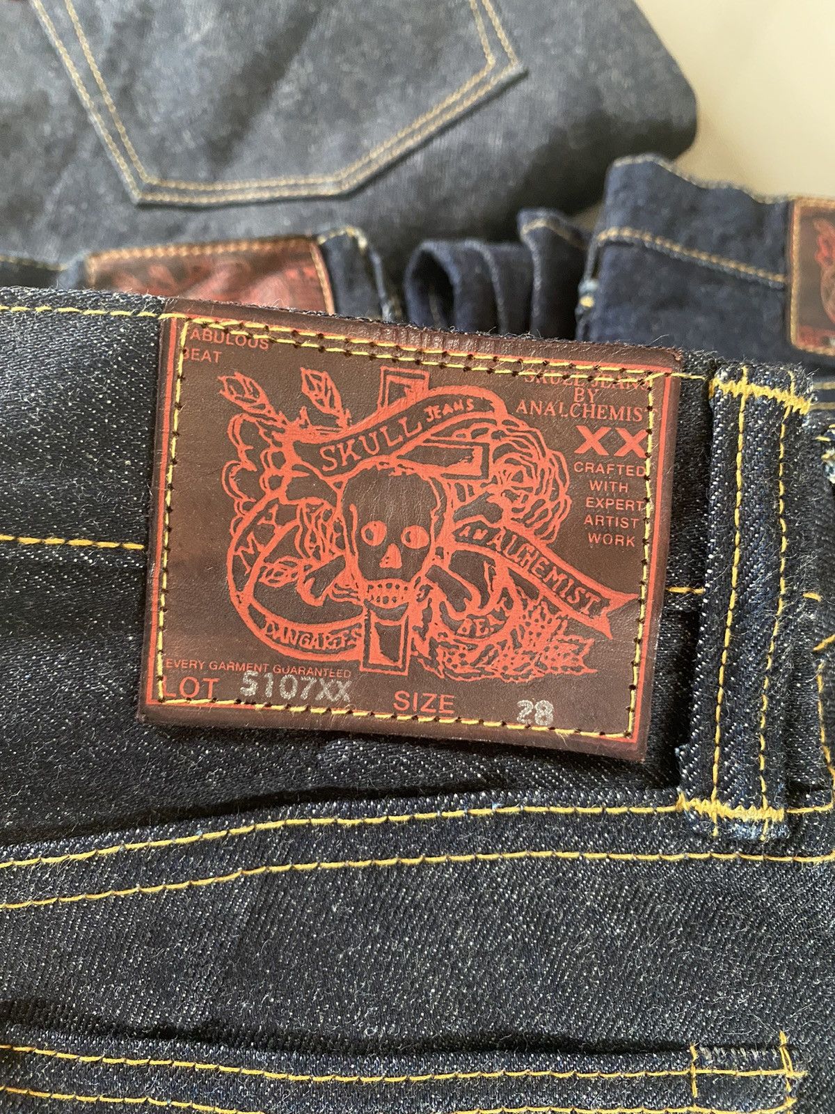 Japanese Brand Brand New Old Stock Skull Jeans by Alchemist Denim Size 28 Size US 29 - 8 Thumbnail