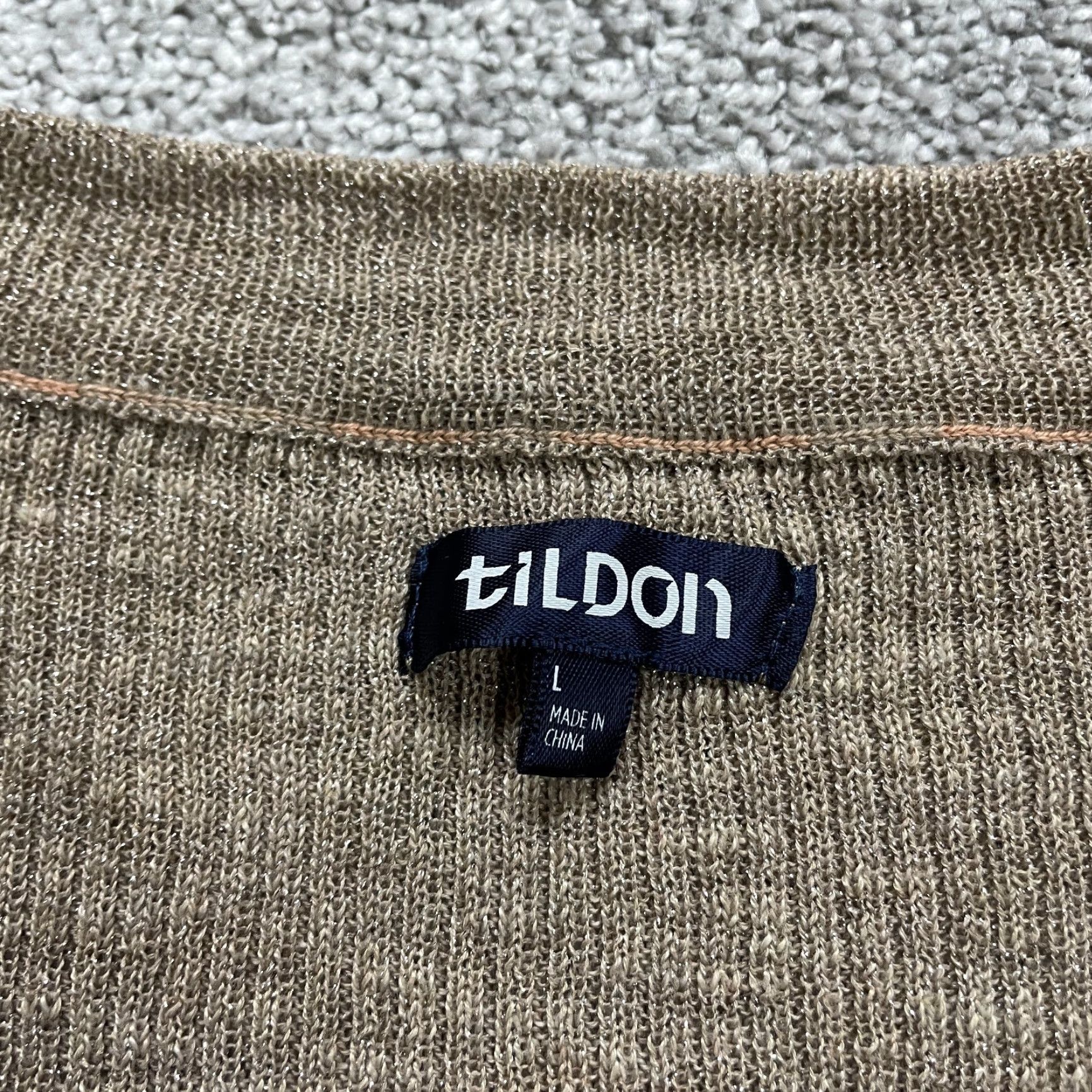 Vintage Tildon Pullover Sweater Womens Large Brown Glitter Sparkly V-Neck Knit Size L / US 10 / IT 46 - 5 Thumbnail