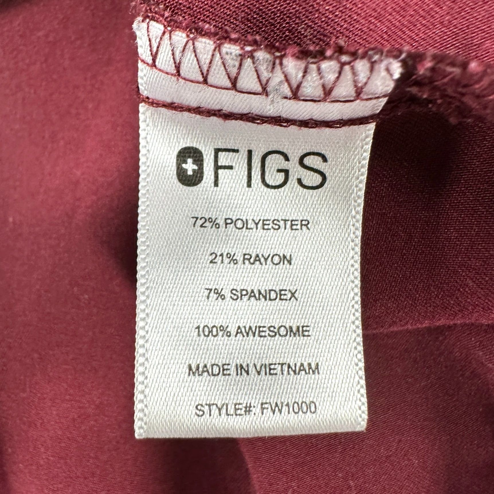 Vintage Figs Shirt Womens M Red Scrub Top V Neck Short Sleeve Pocket Solid Polyester Size M / US 6-8 / IT 42-44 - 4 Thumbnail